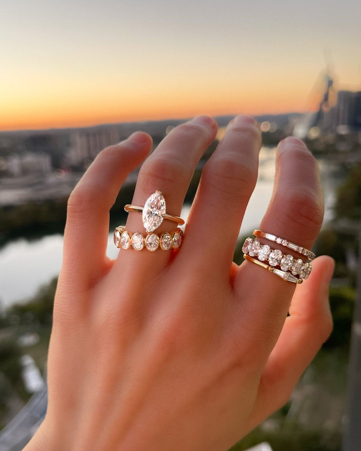 Claw Set Eternity Band With Oval Diamonds - GOODSTONE