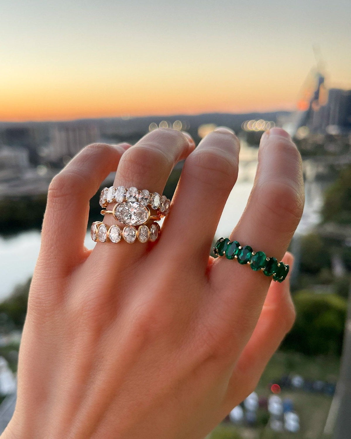 Claw Set Eternity Band With Oval Diamonds - GOODSTONE