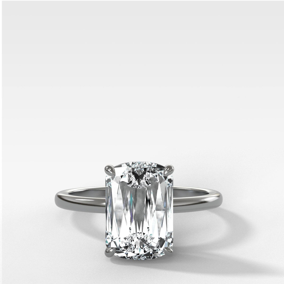 Crescent Solitaire Engagement Ring With Crisscut® Cushion Cut Diamond - GOODSTONE