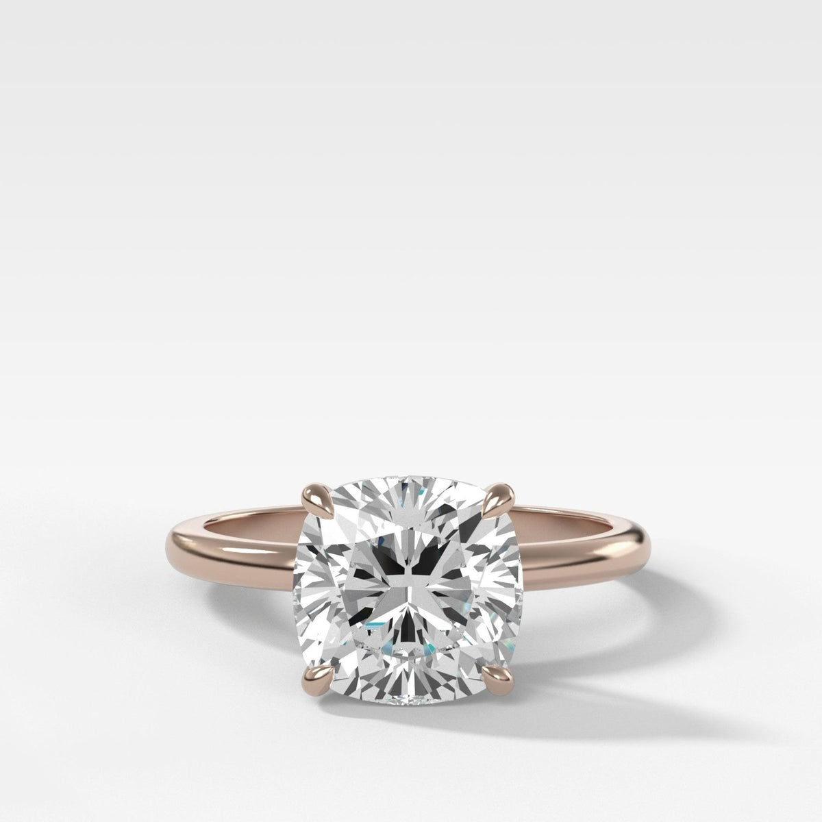 Crescent Solitaire Engagement Ring With Cushion Cut Diamond - GOODSTONE