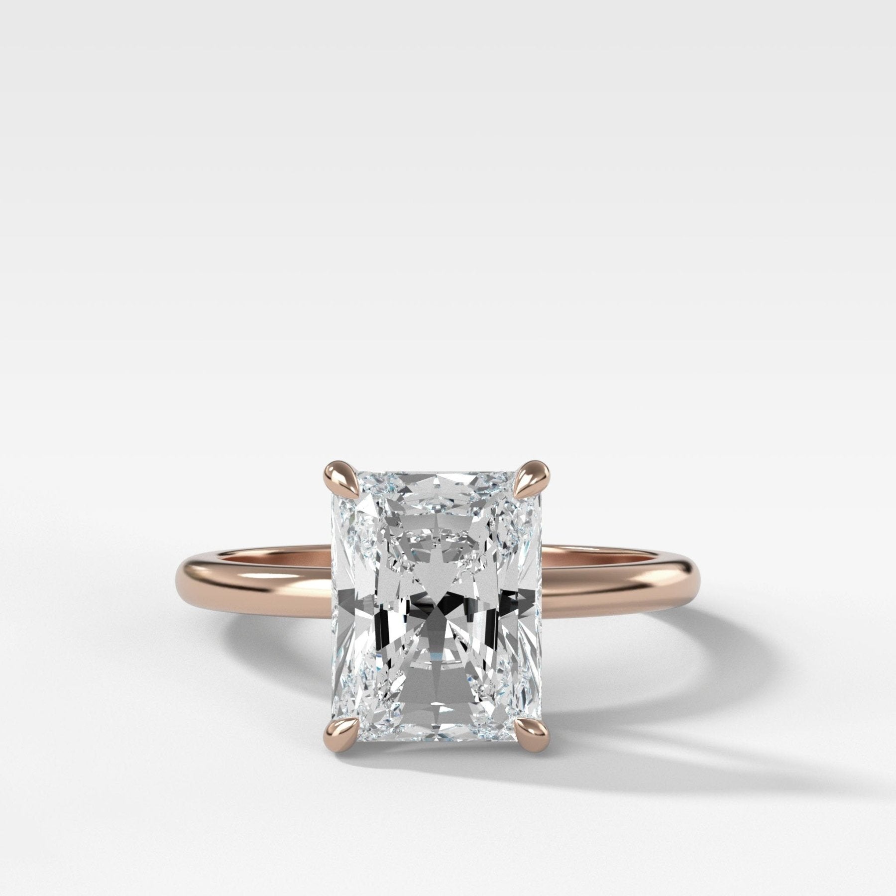 Crescent Solitaire Engagement Ring With Elongated Radiant Cut Diamond - GOODSTONE