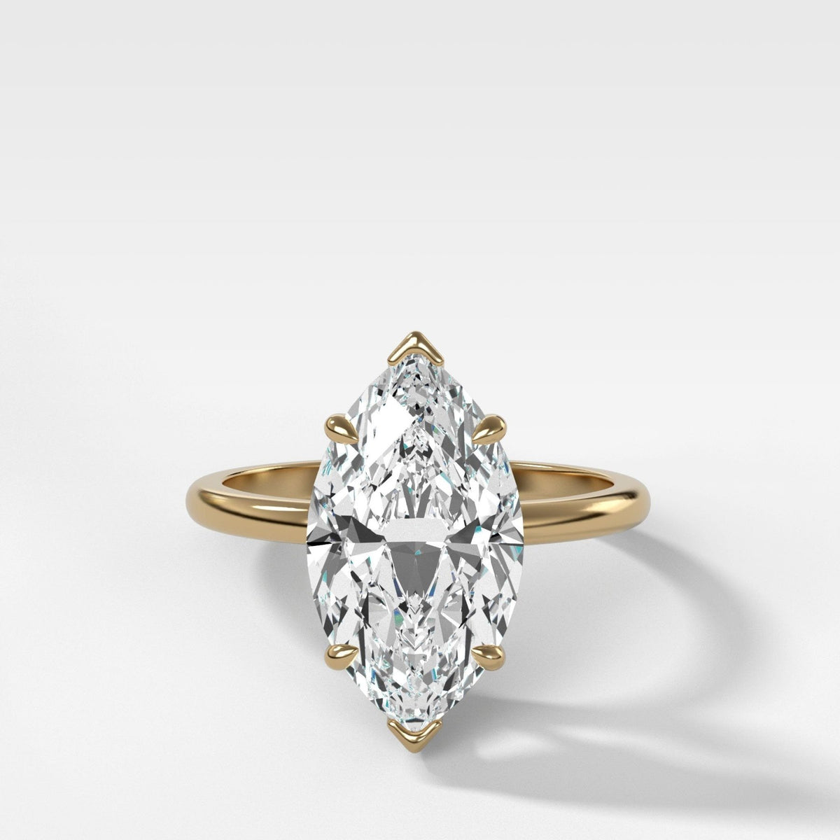 Crescent Solitaire Engagement Ring Marquise Cut Diamond