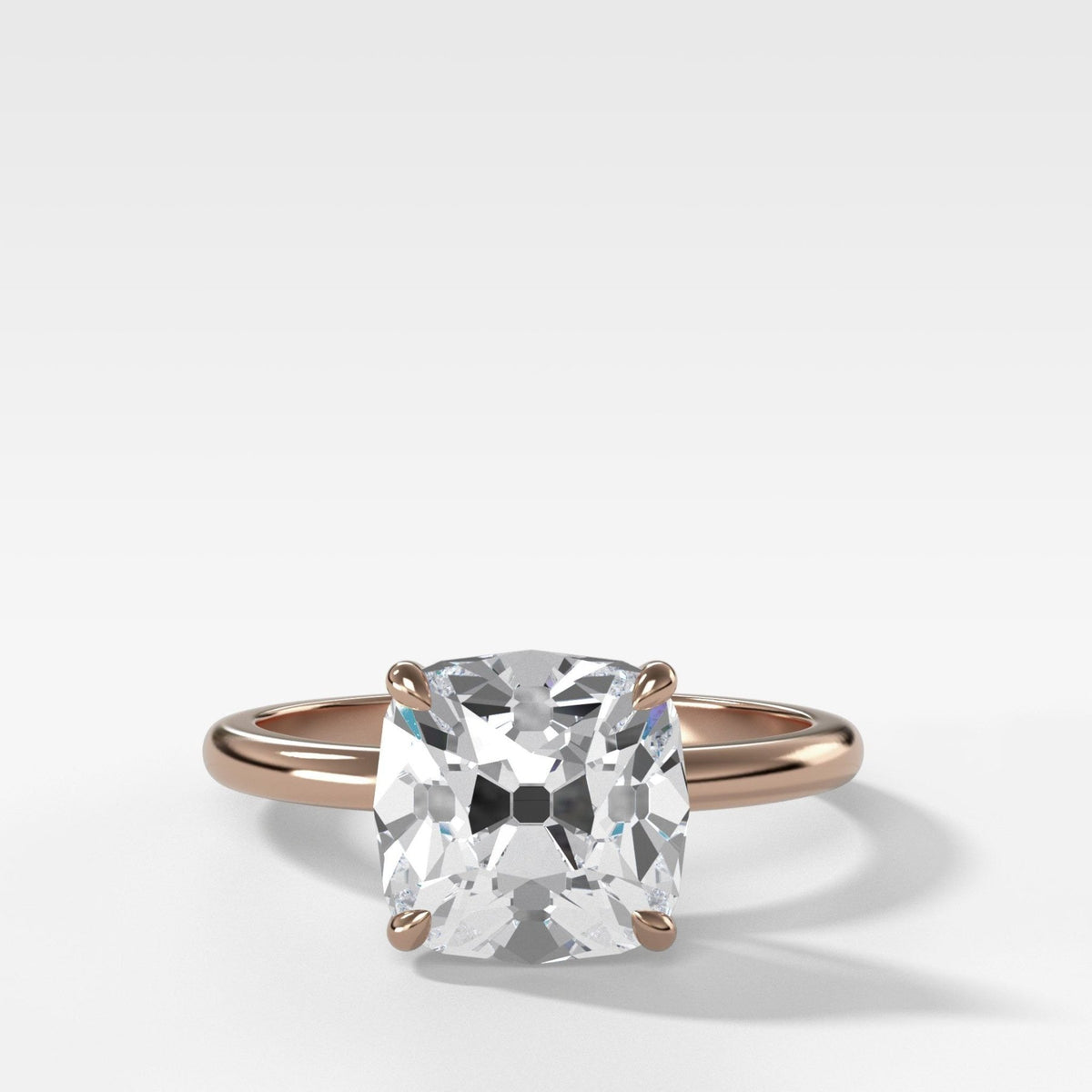 Crescent Solitaire Engagement Ring With Old Mine Cut Diamond - GOODSTONE