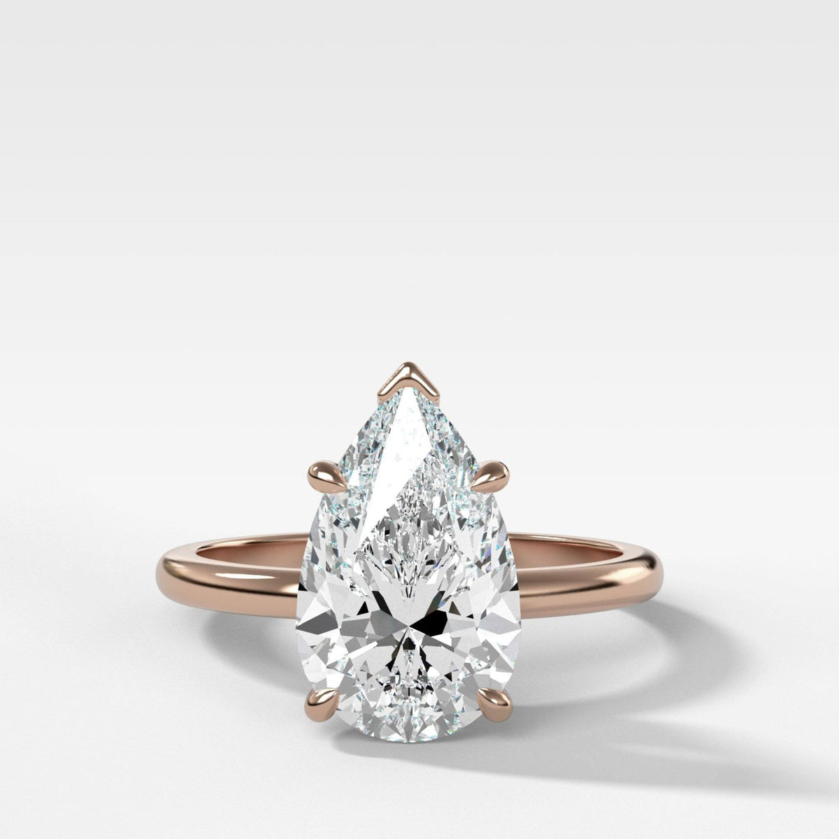 Crescent Solitaire Engagement Ring With Pear Cut Diamond - GOODSTONE
