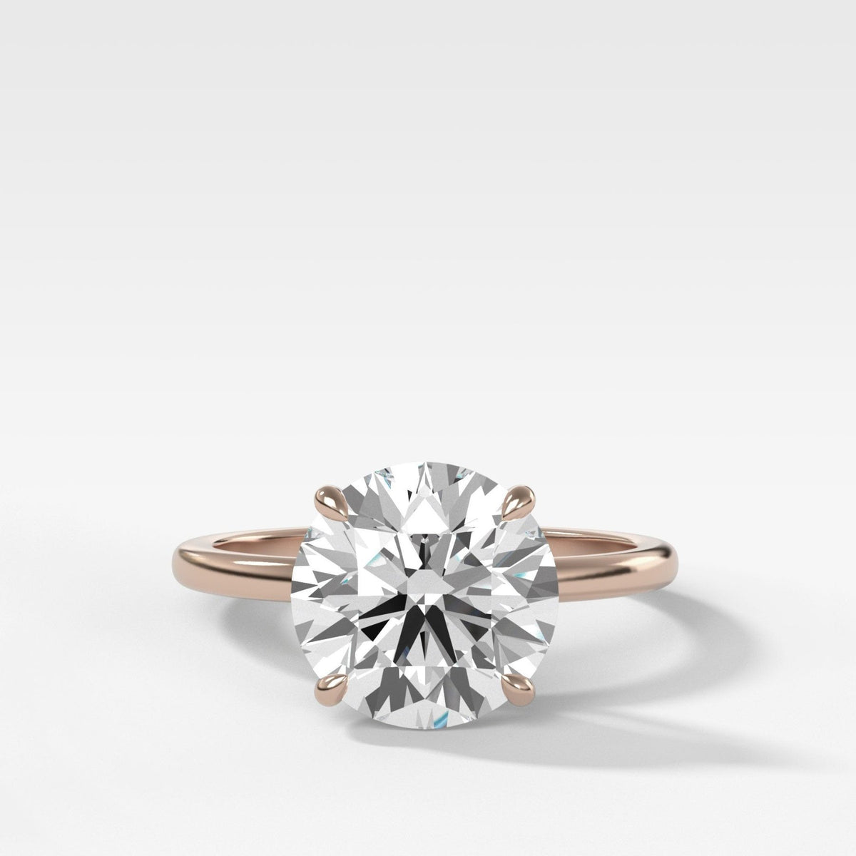 Crescent Solitaire Engagement Ring With Round Cut Diamond - GOODSTONE