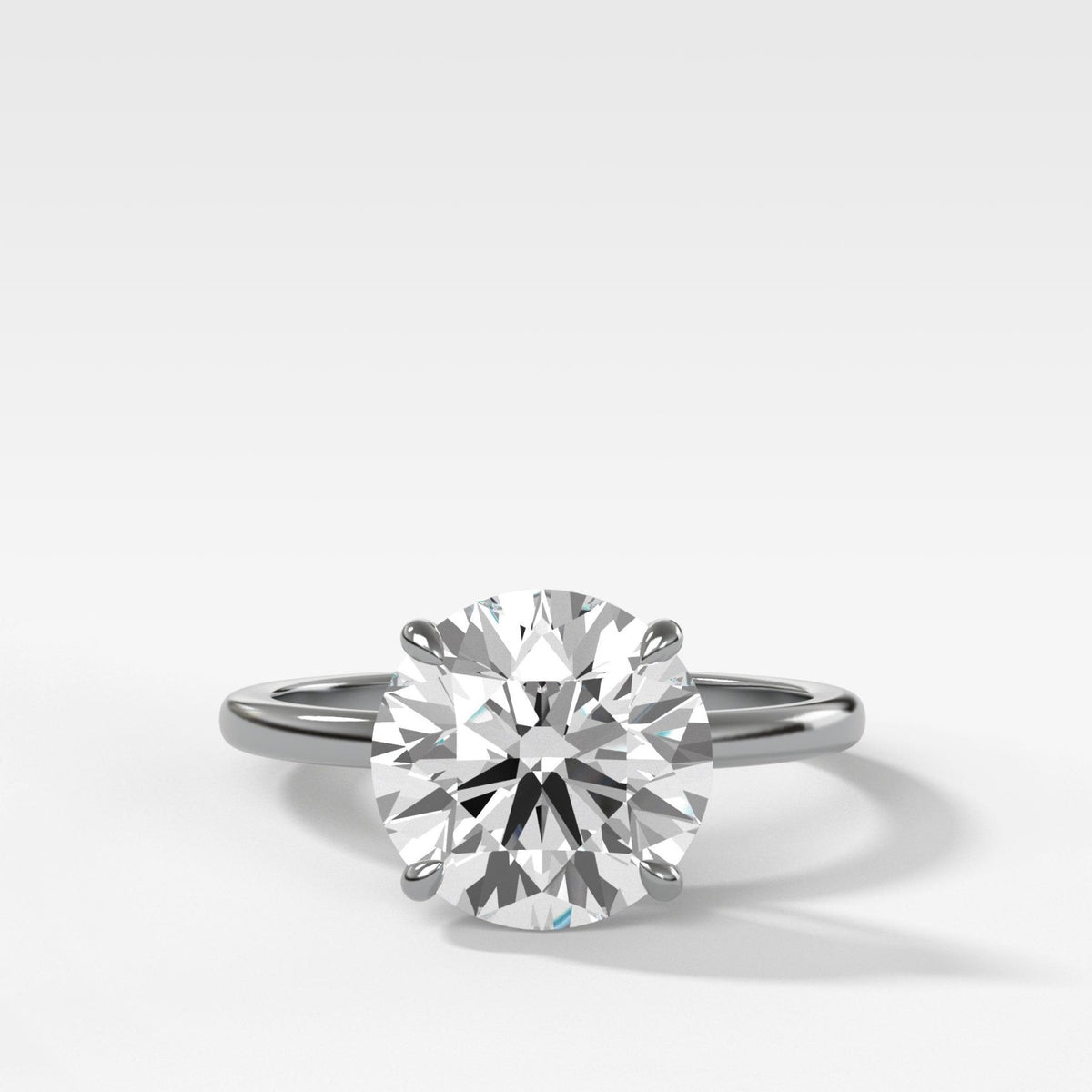 Crescent Solitaire Engagement Ring With Round Cut Diamond - GOODSTONE