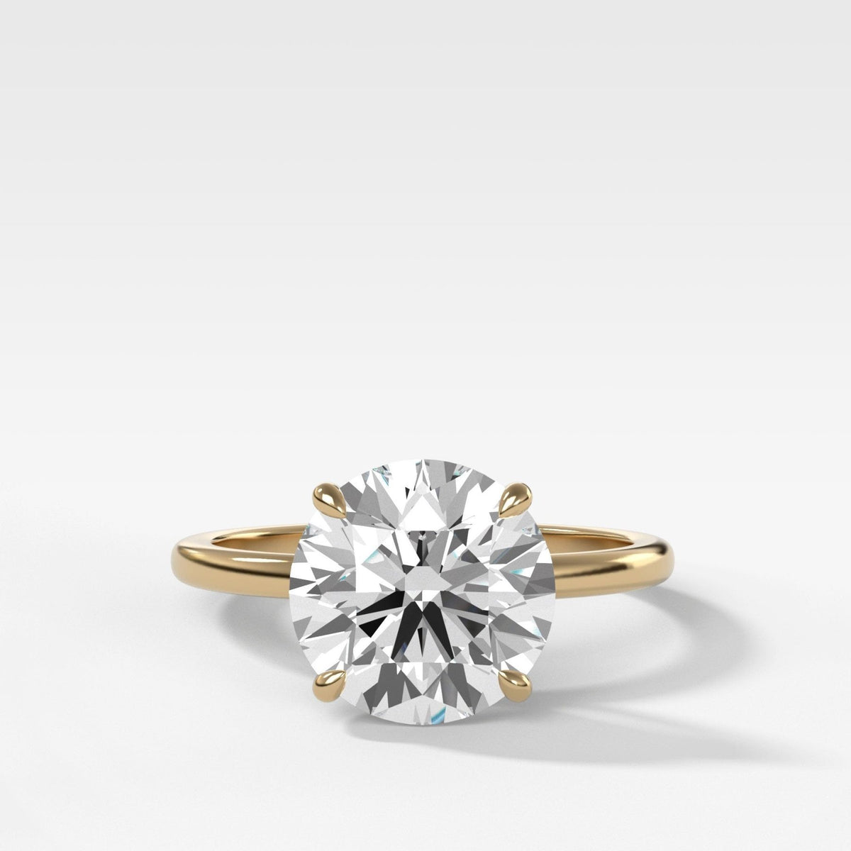 Crescent Solitaire Engagement Ring With Round Cut Diamond - GOODSTONE