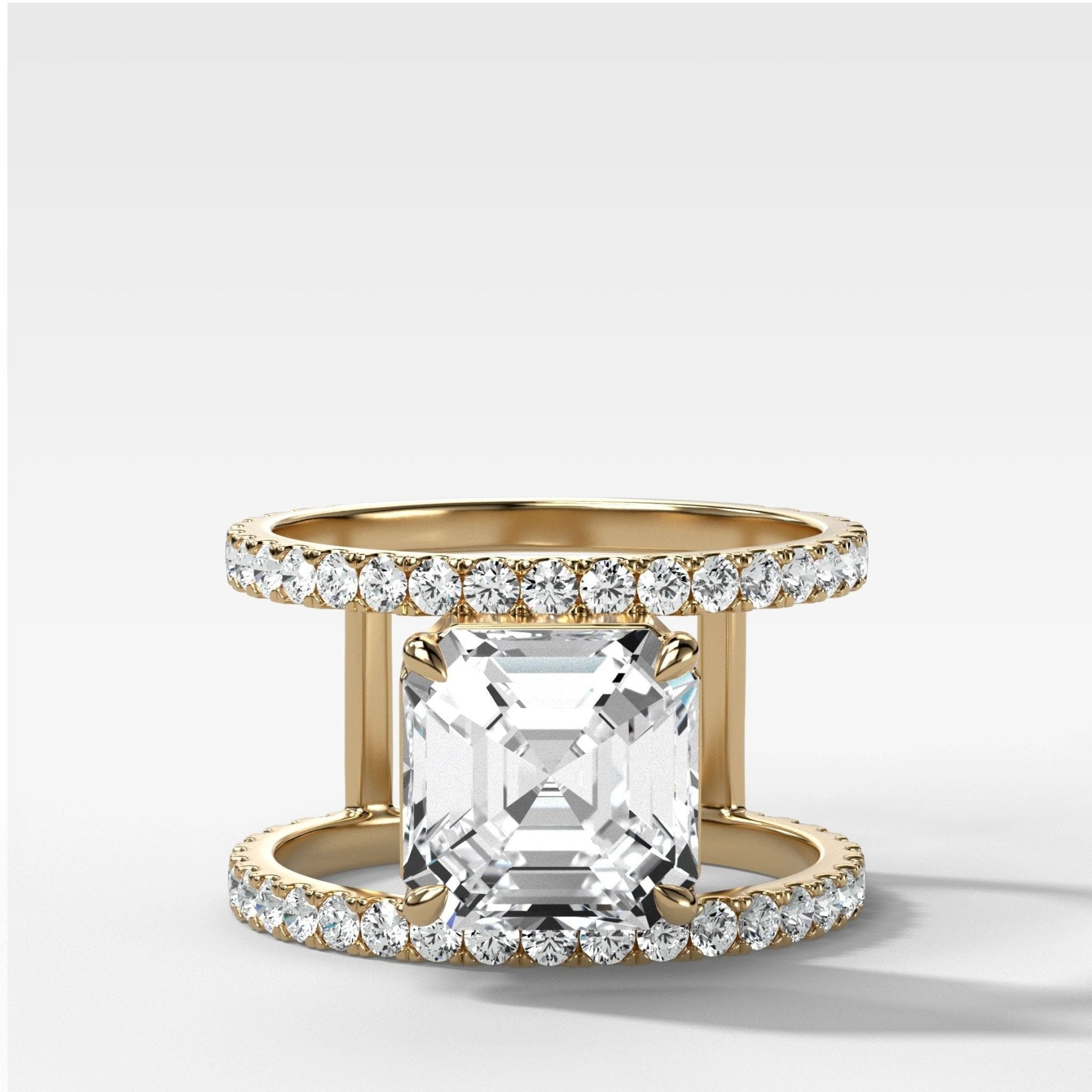 Double Row Gap Engagement Ring With Asscher Cut Diamond - GOODSTONE