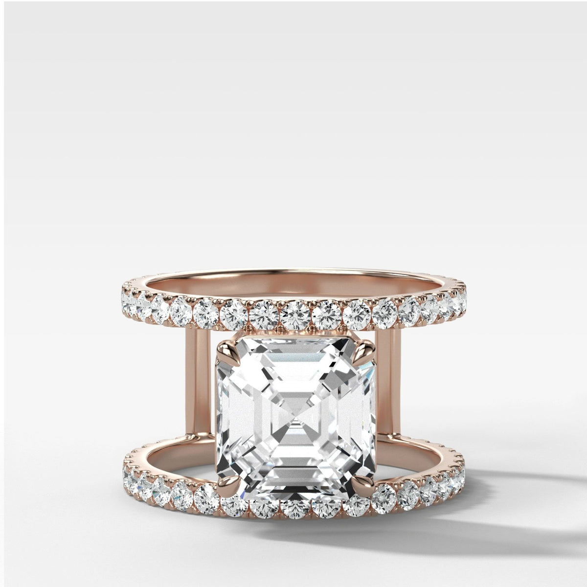 Double Row Gap Engagement Ring With Asscher Cut Diamond - GOODSTONE