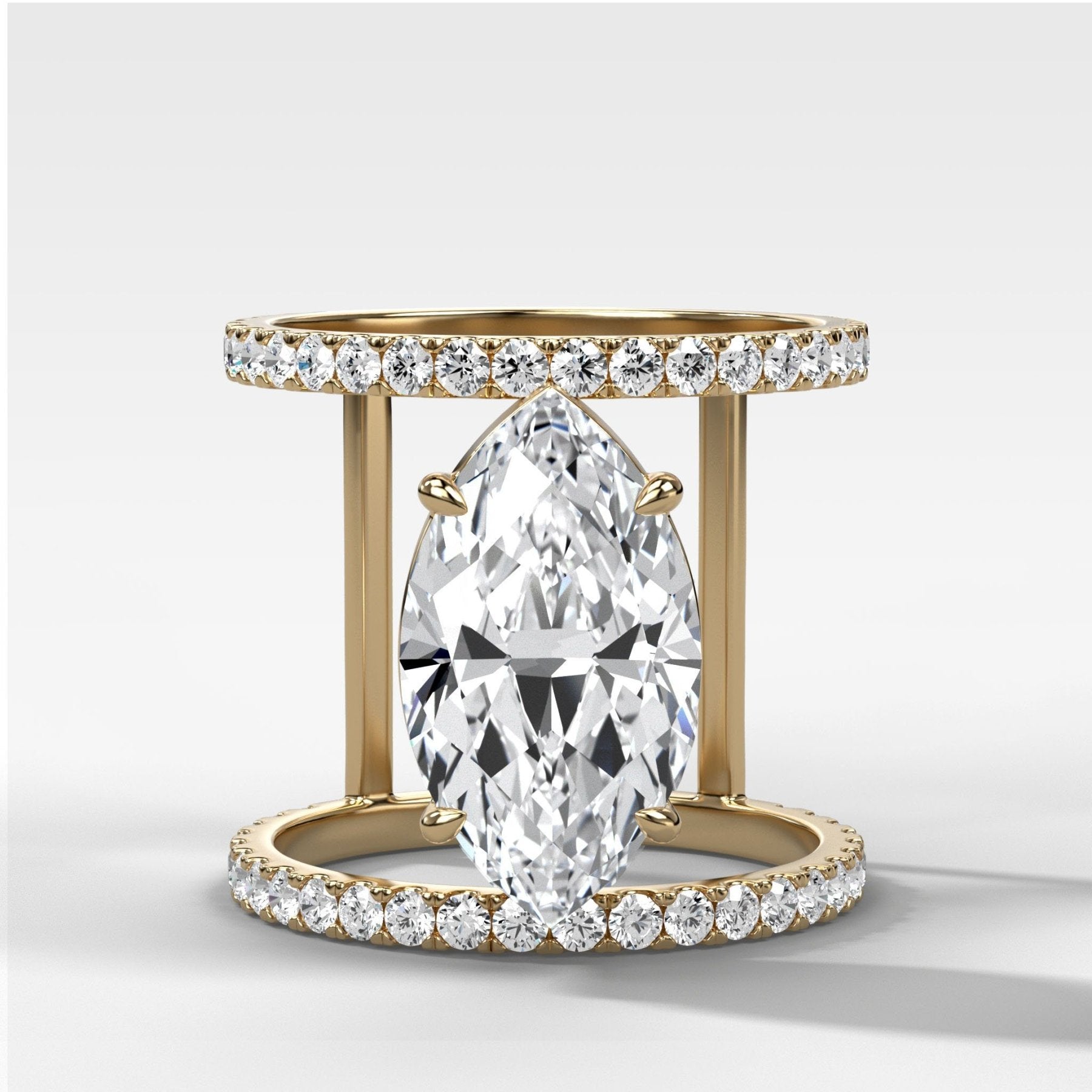 Double Row Gap Engagement Ring With Marquise Cut Diamond - GOODSTONE
