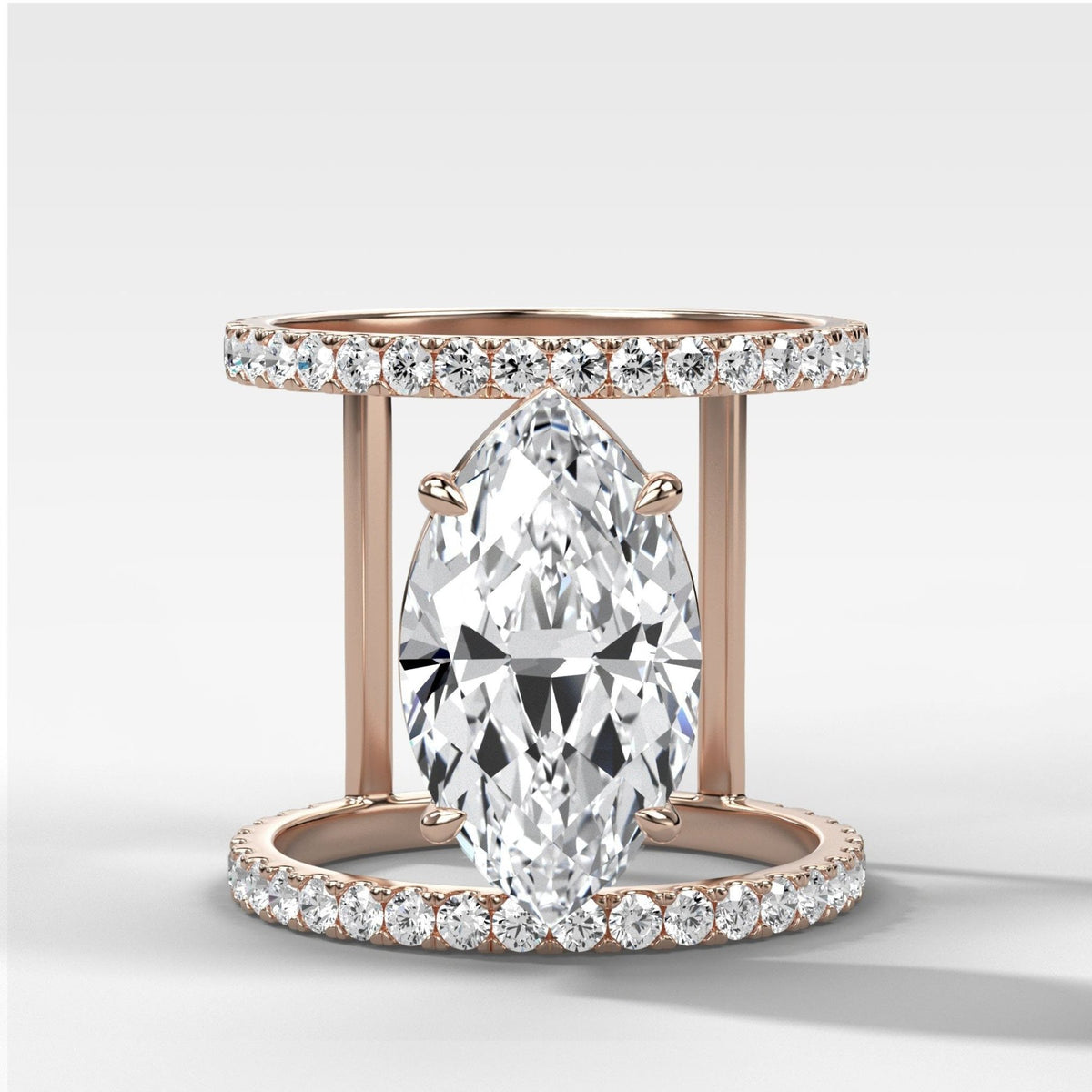 Double Row Gap Engagement Ring With Marquise Cut Diamond - GOODSTONE