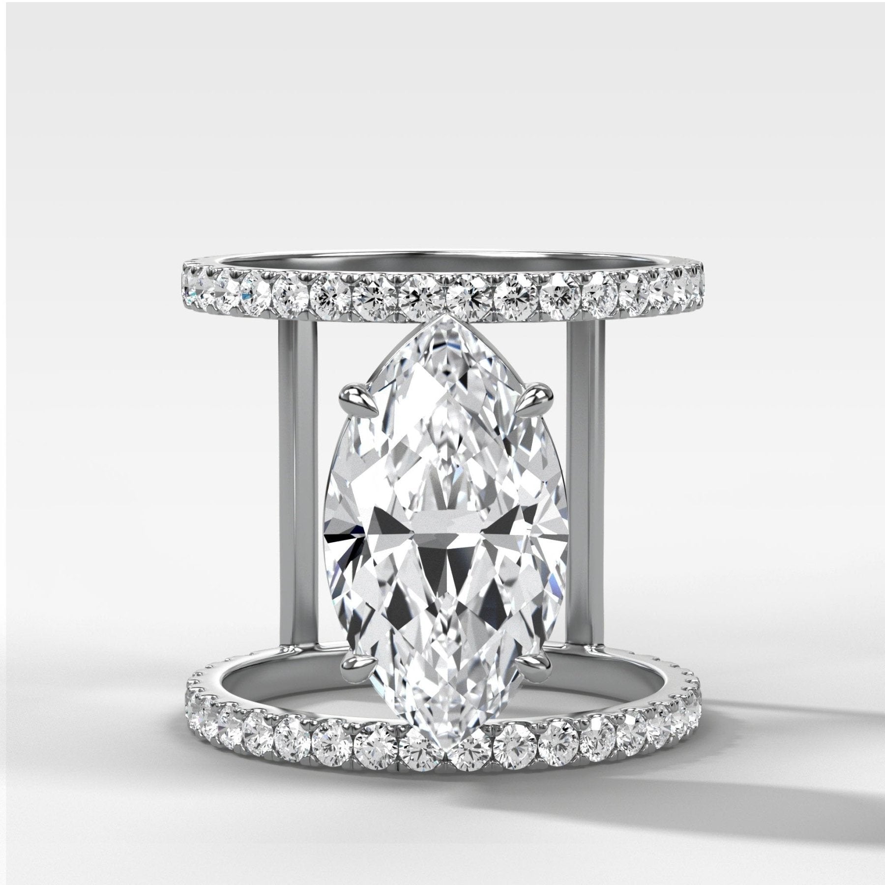Double Row Gap Engagement Ring With Marquise Cut Diamond - GOODSTONE