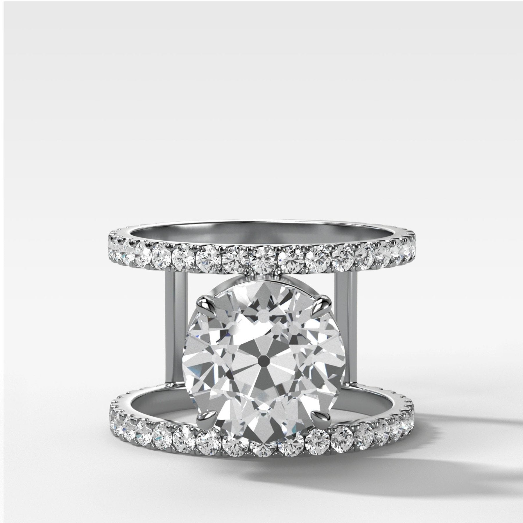 Double Row Gap Engagement Ring With Old Euro Cut Diamond - GOODSTONE