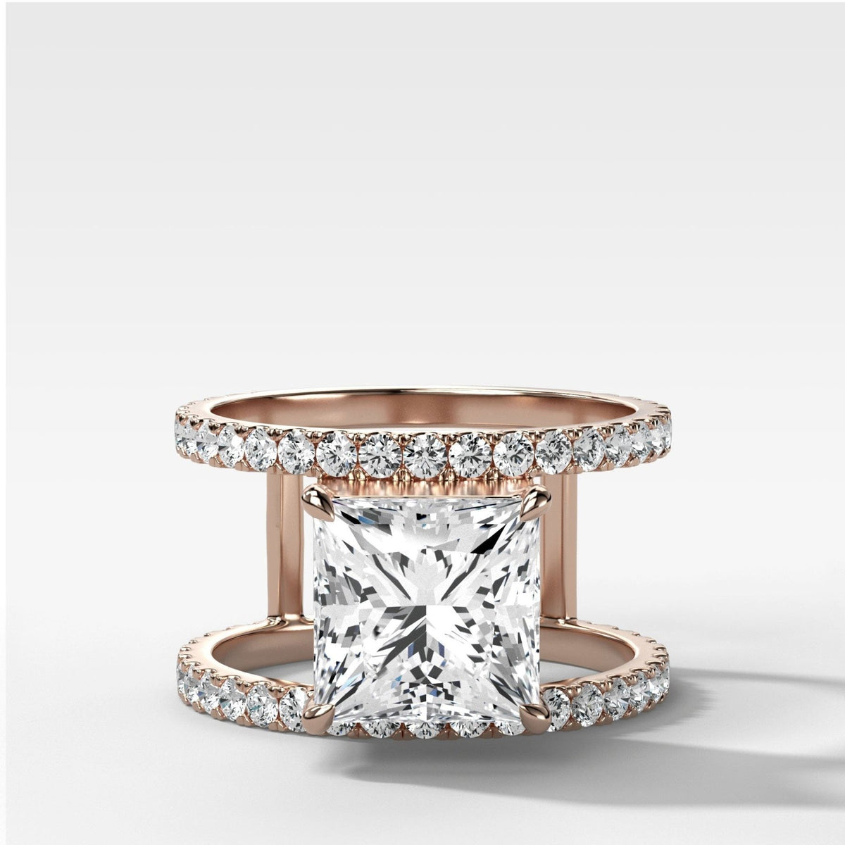 Double Row Gap Engagement Ring With Princess Cut Diamond - GOODSTONE