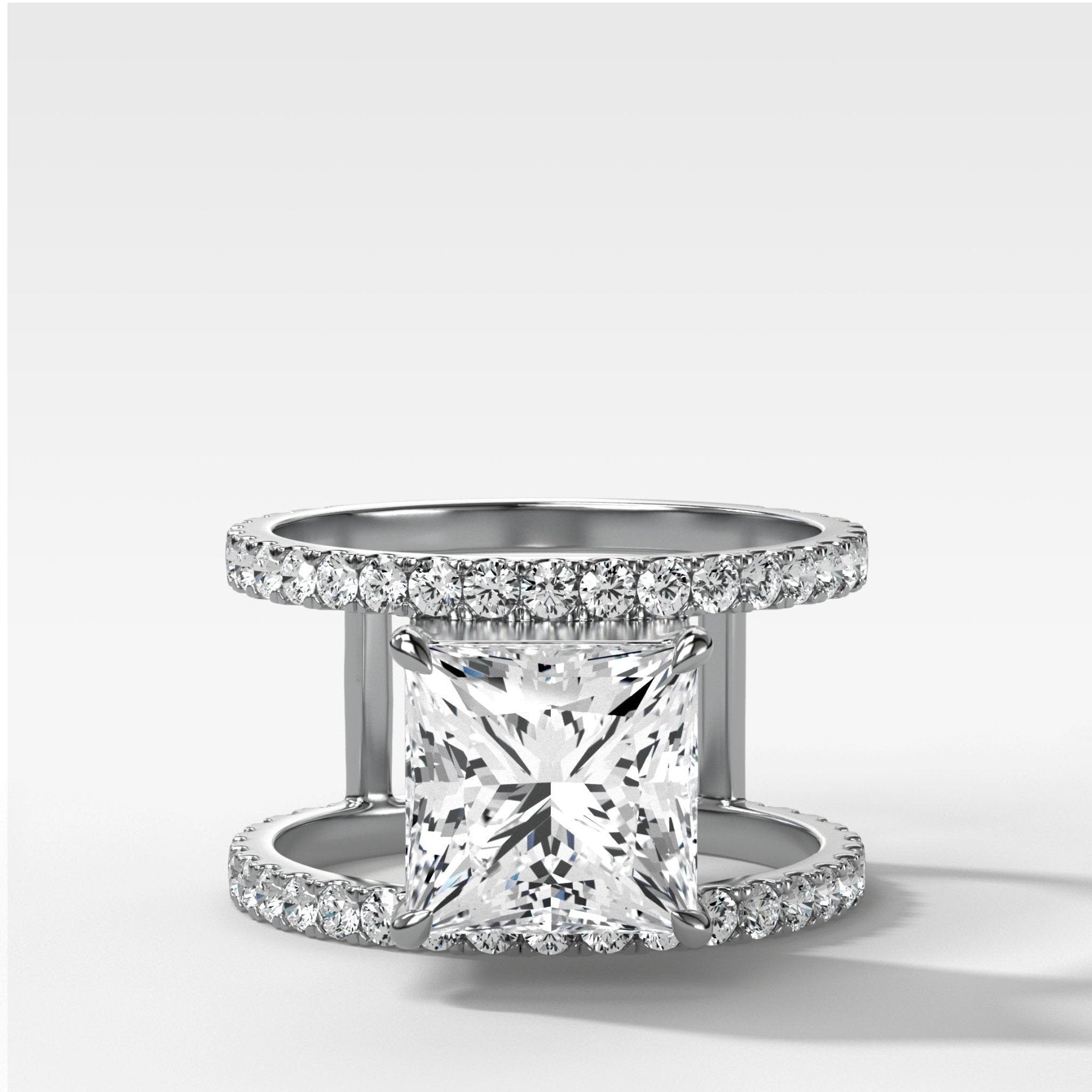 Double Row Gap Engagement Ring With Princess Cut Diamond - GOODSTONE