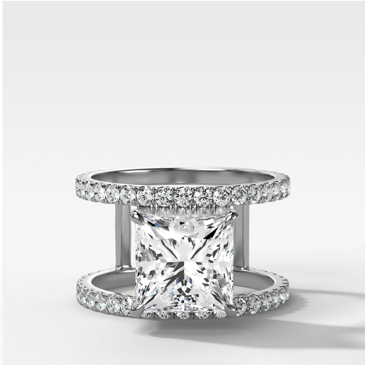 Double Row Gap Engagement Ring With Princess Cut Diamond - GOODSTONE