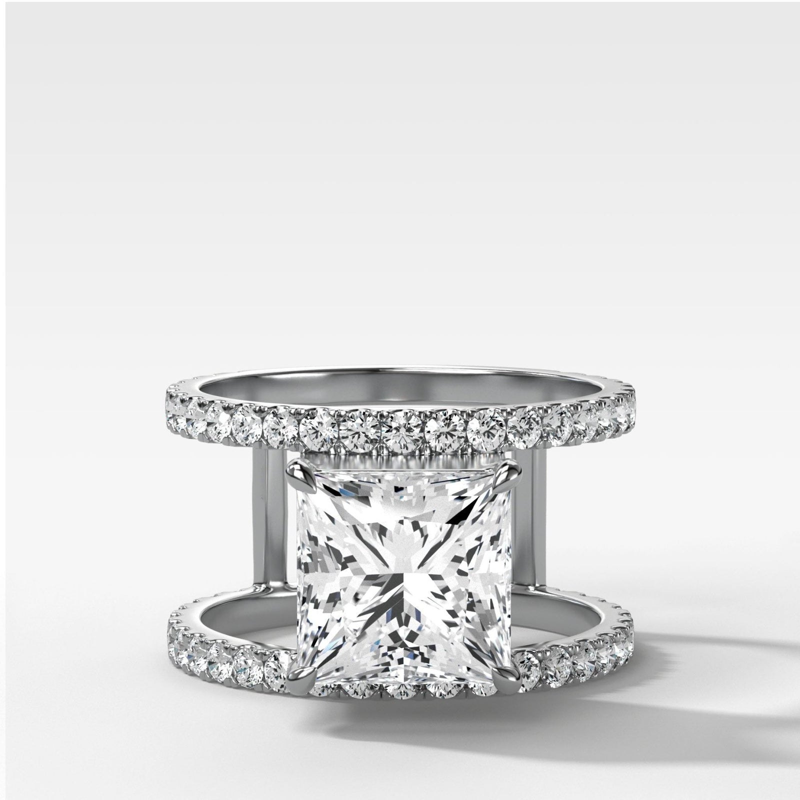 Double Row Gap Engagement Ring With Princess Cut Diamond - GOODSTONE
