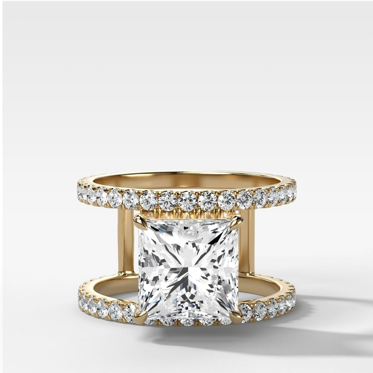 Double Row Gap Engagement Ring With Princess Cut Diamond