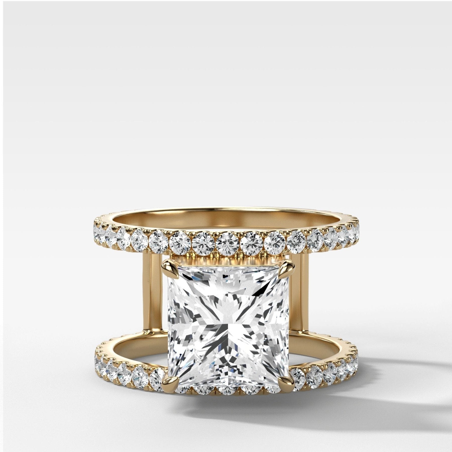 Double Row Gap Engagement Ring With Princess Cut Diamond - GOODSTONE