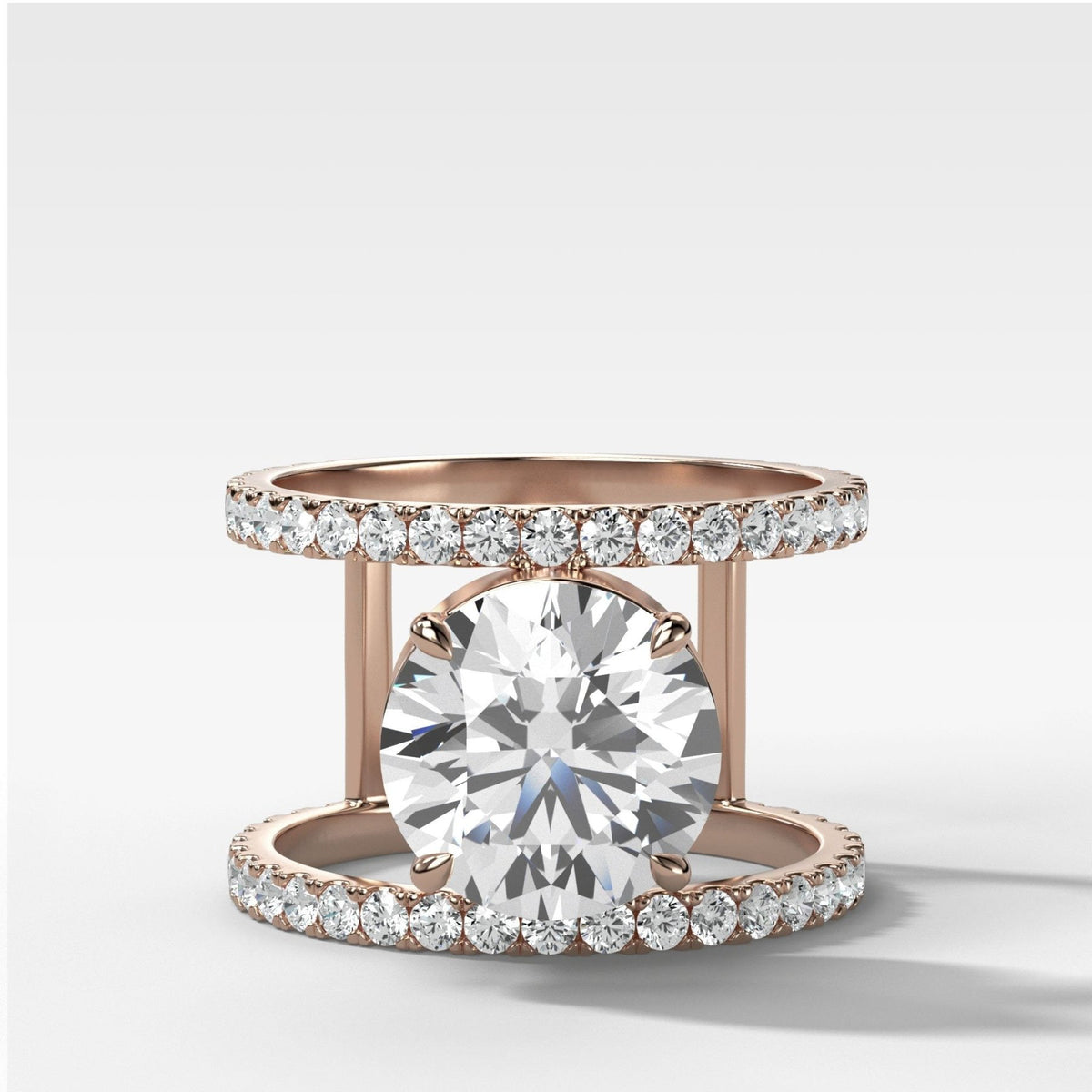 Double Row Gap Engagement Ring With Round Cut Diamond - GOODSTONE