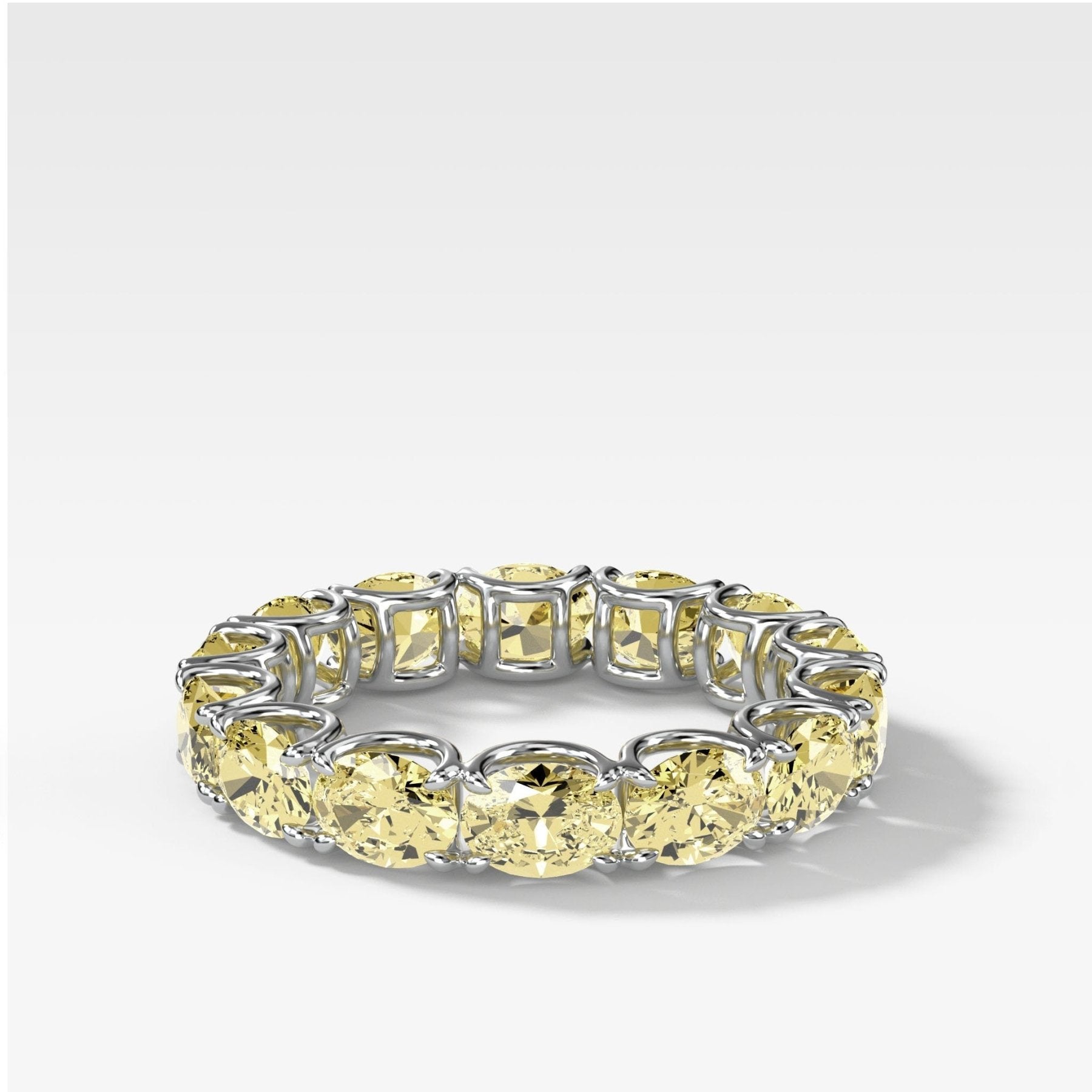 East West Claw Set Oval Eternity Band with Canary Yellow Diamonds - GOODSTONE
