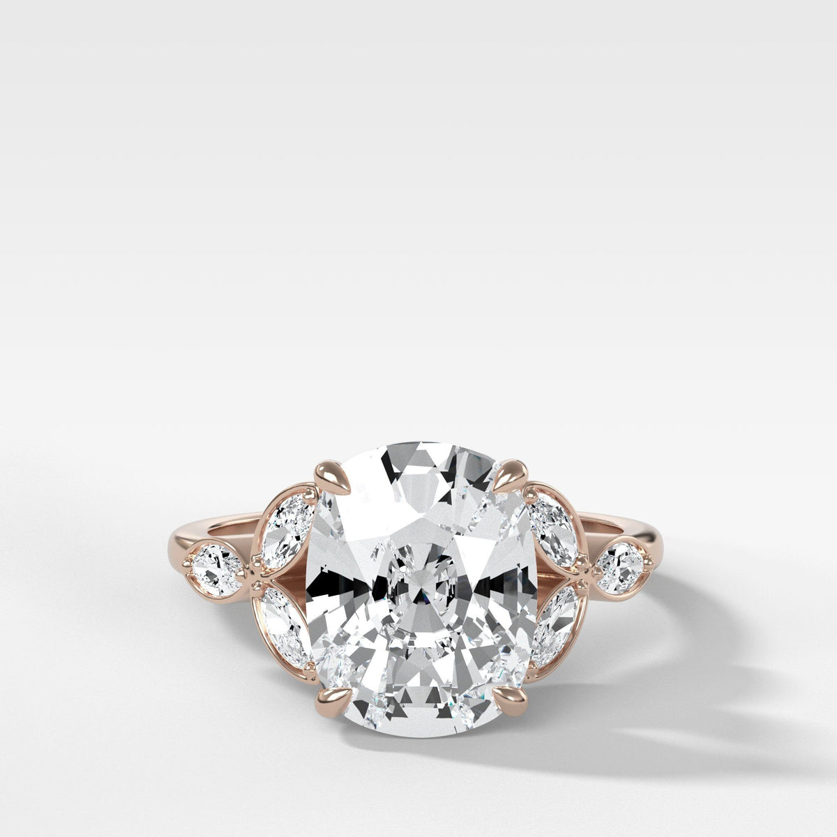 Laurel Ring With Elongated Cushion Cut by Good Stone in Rose Gold