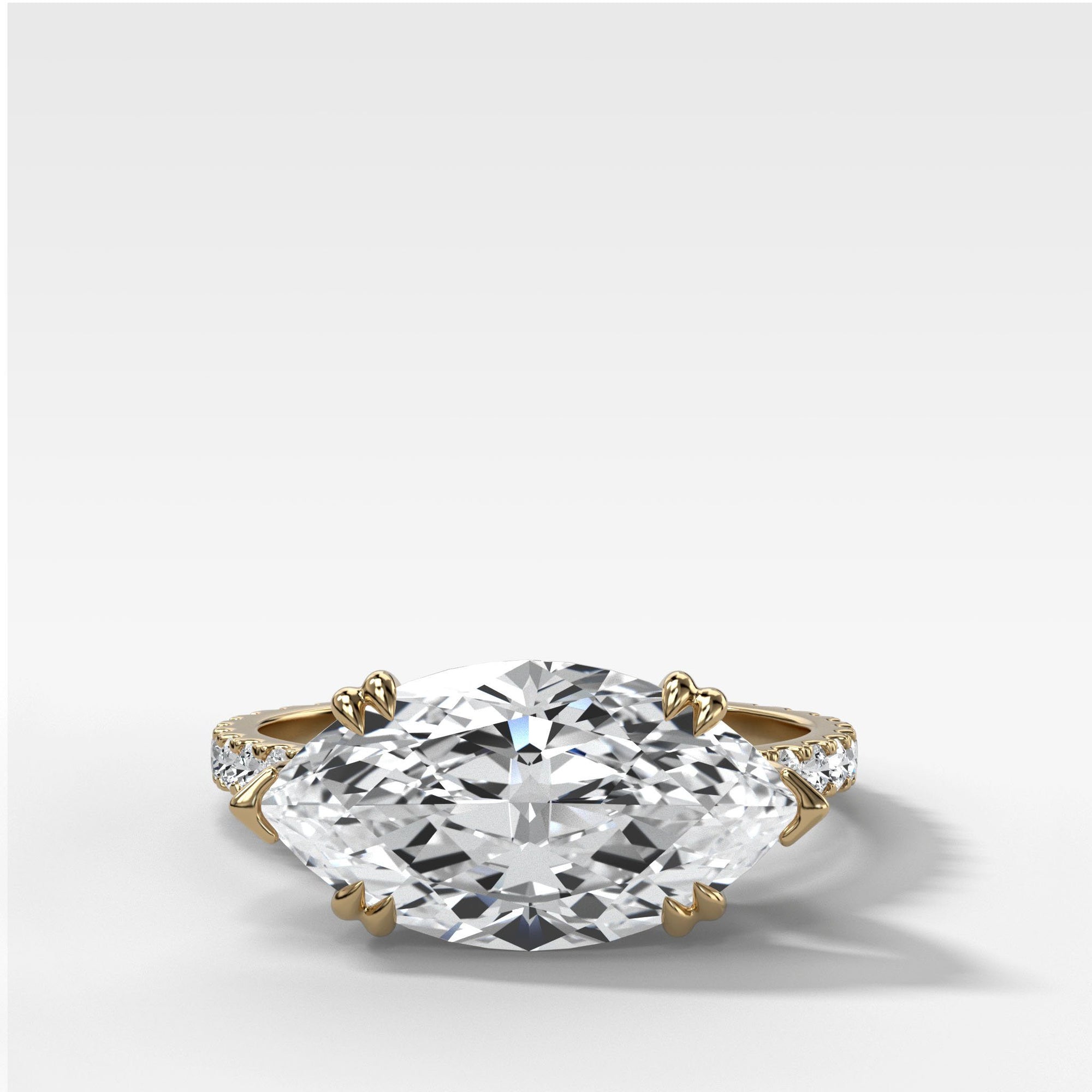 Signature Pavé Engagement Ring With East West Marquise Cut by Good Stone in Yellow Gold