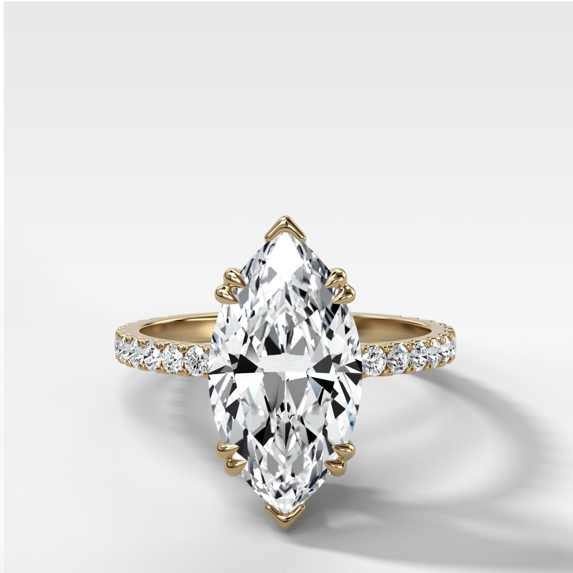 Signature Pavé Engagement Ring With North West Marquise Cut by Good Stone in Yellow Gold