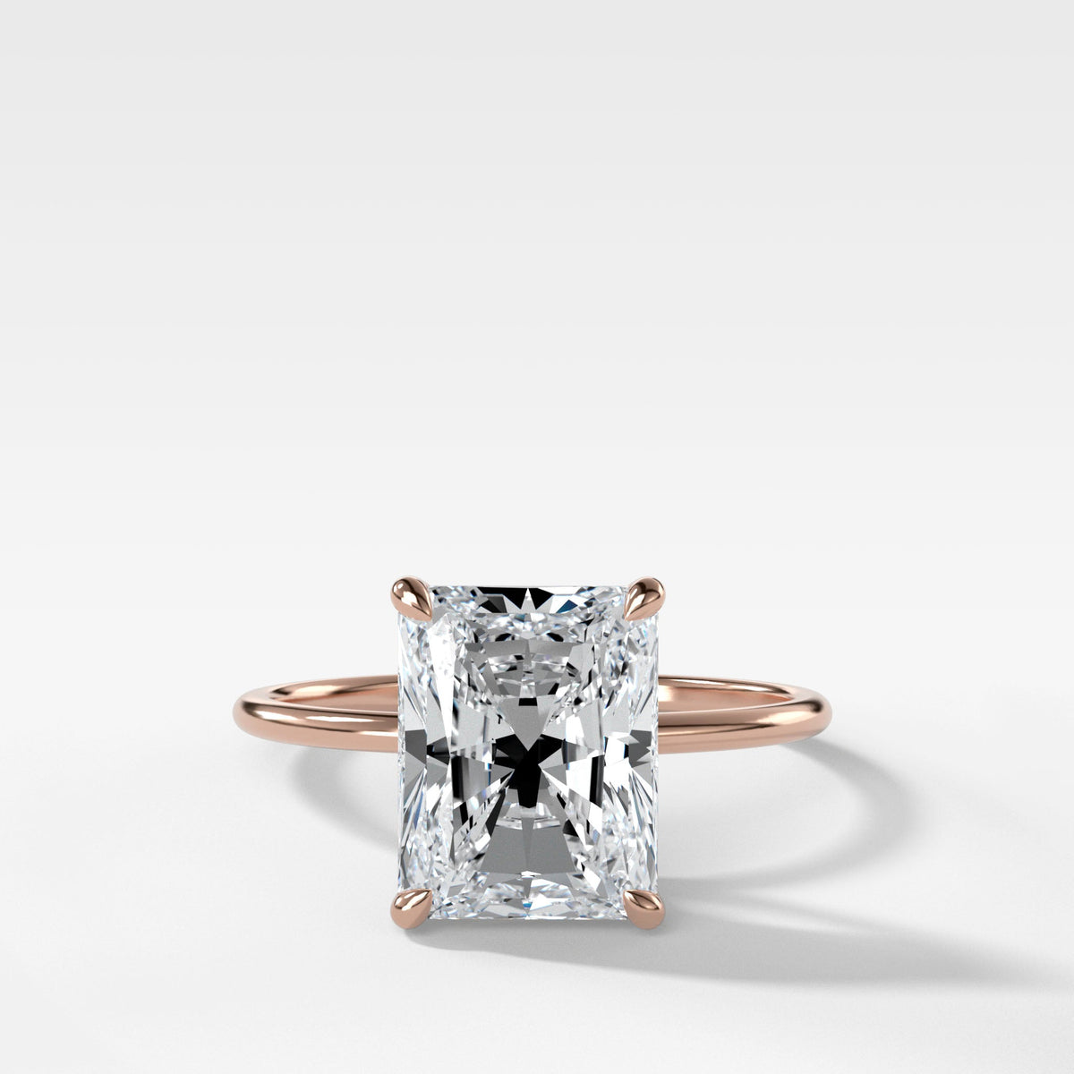 Thin + Simple Solitaire With Elongated Radiant Cut by Good Stone in Rose Gold