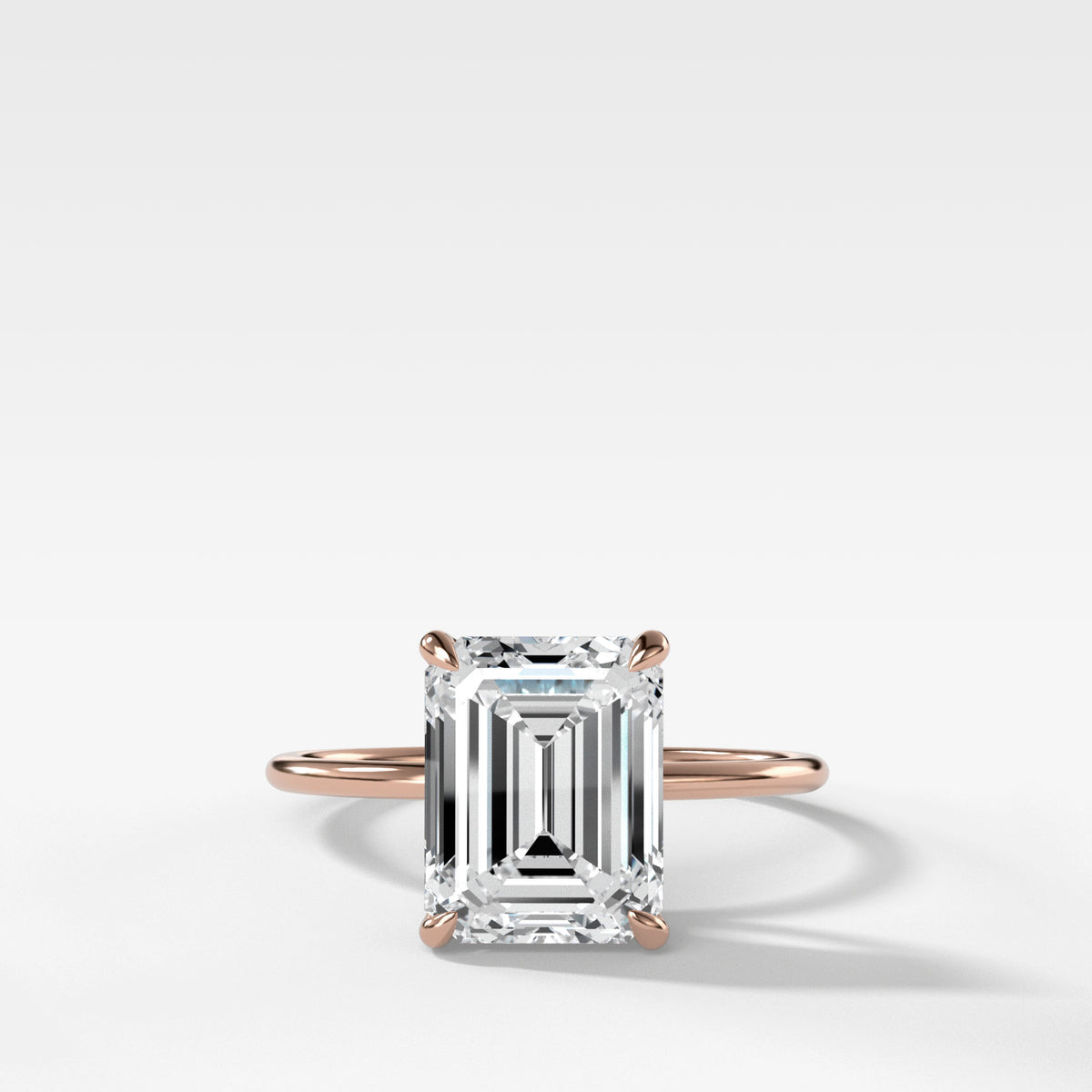 Thin + Simple Solitaire With Emerald Cut by Good Stone in Rose Gold