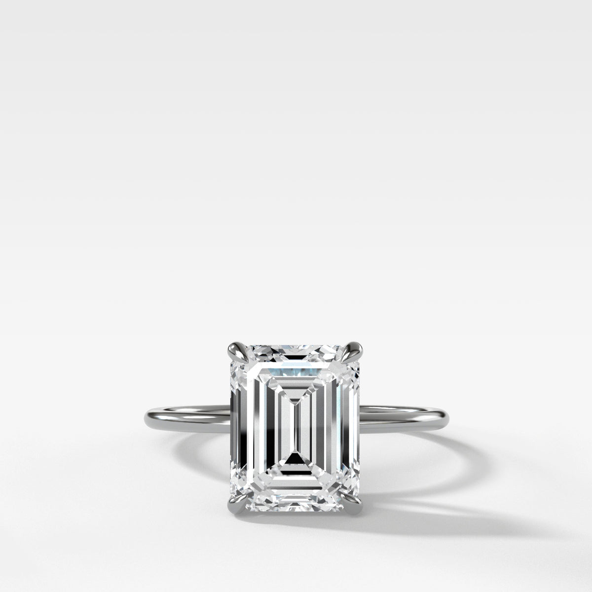 Thin + Simple Solitaire With Emerald Cut by Good Stone in White Gold