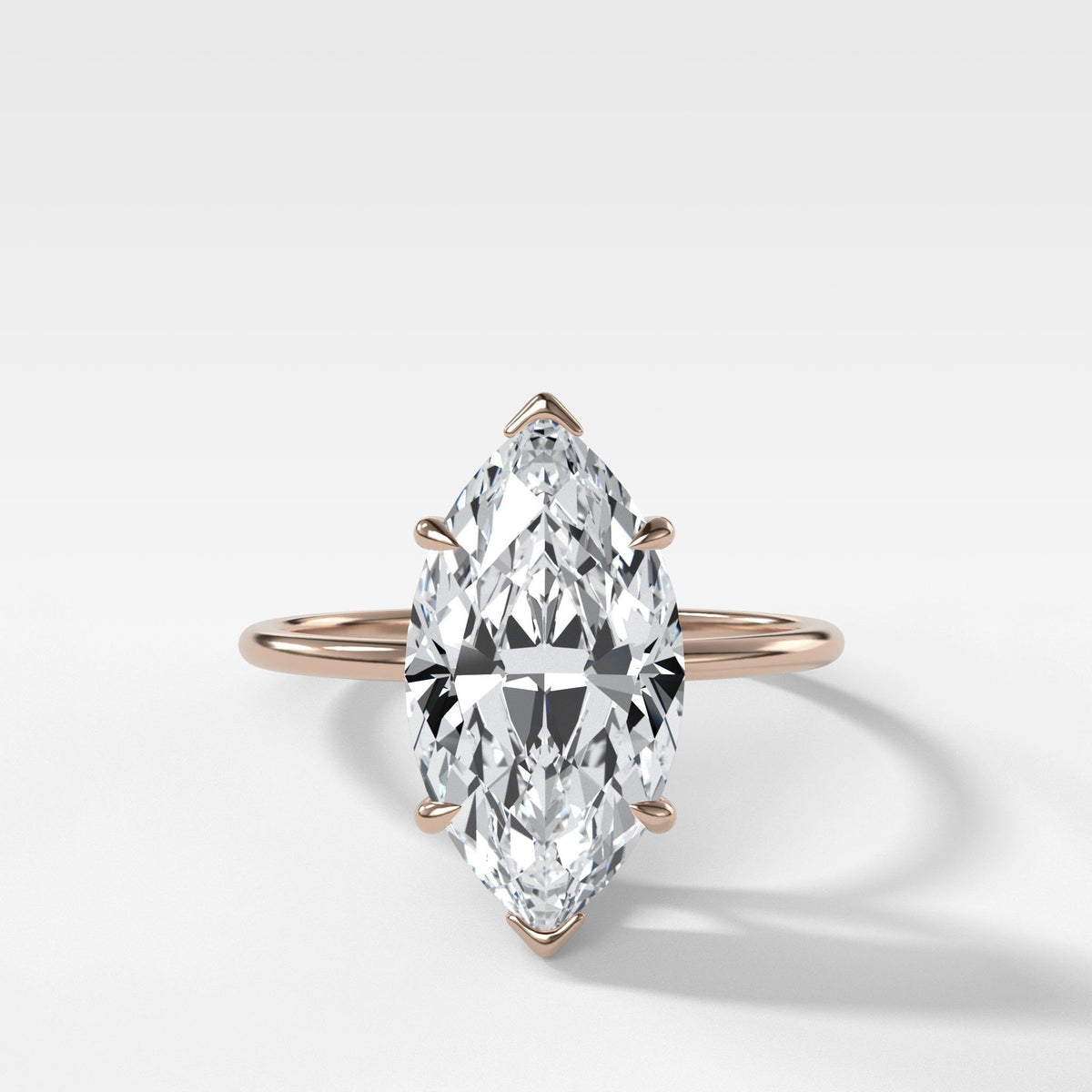 Thin + Simple Solitaire With Marquise Cut by Good Stone in Rose Gold