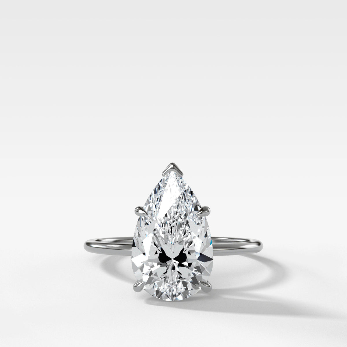 Thin + Simple Solitaire With Pear Cut by Good Stone in White Gold