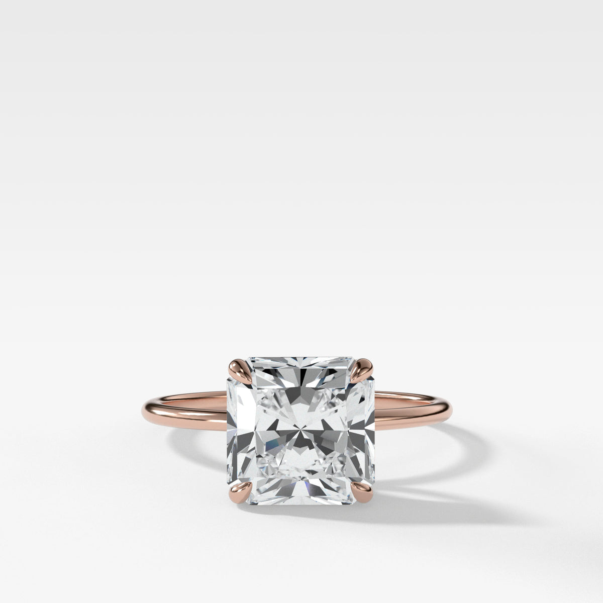 Thin + Simple Solitaire With Radiant Cut by Good Stone in Rose Gold