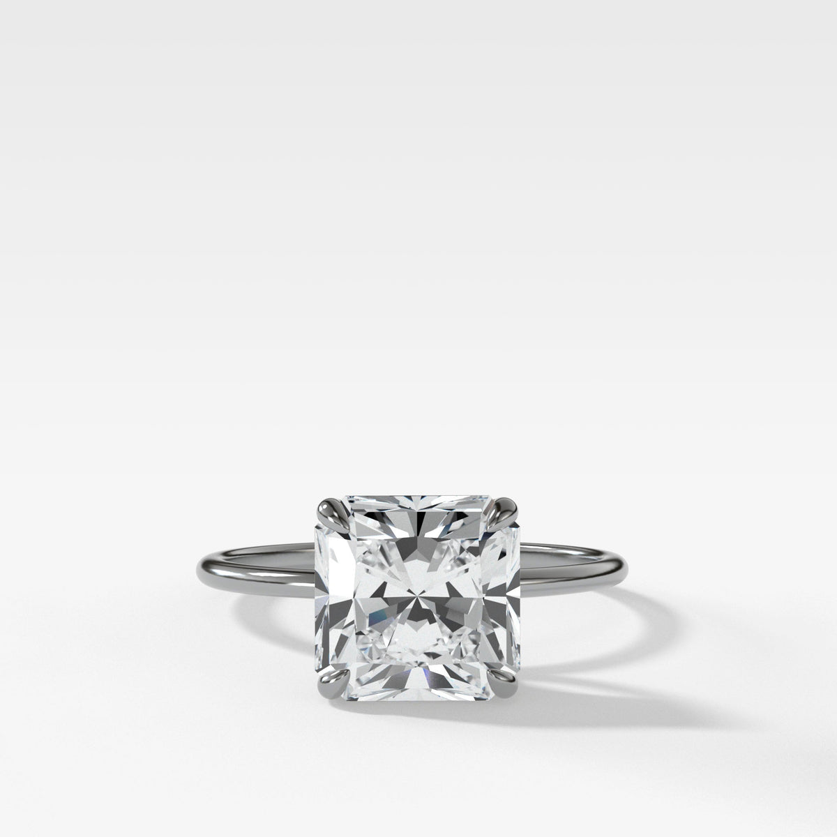 Thin + Simple Solitaire With Radiant Cut by Good Stone in White Gold