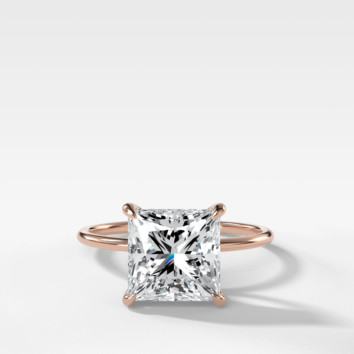 Thin + Simple Solitaire With Princess Cut by Good Stone in Rose Gold