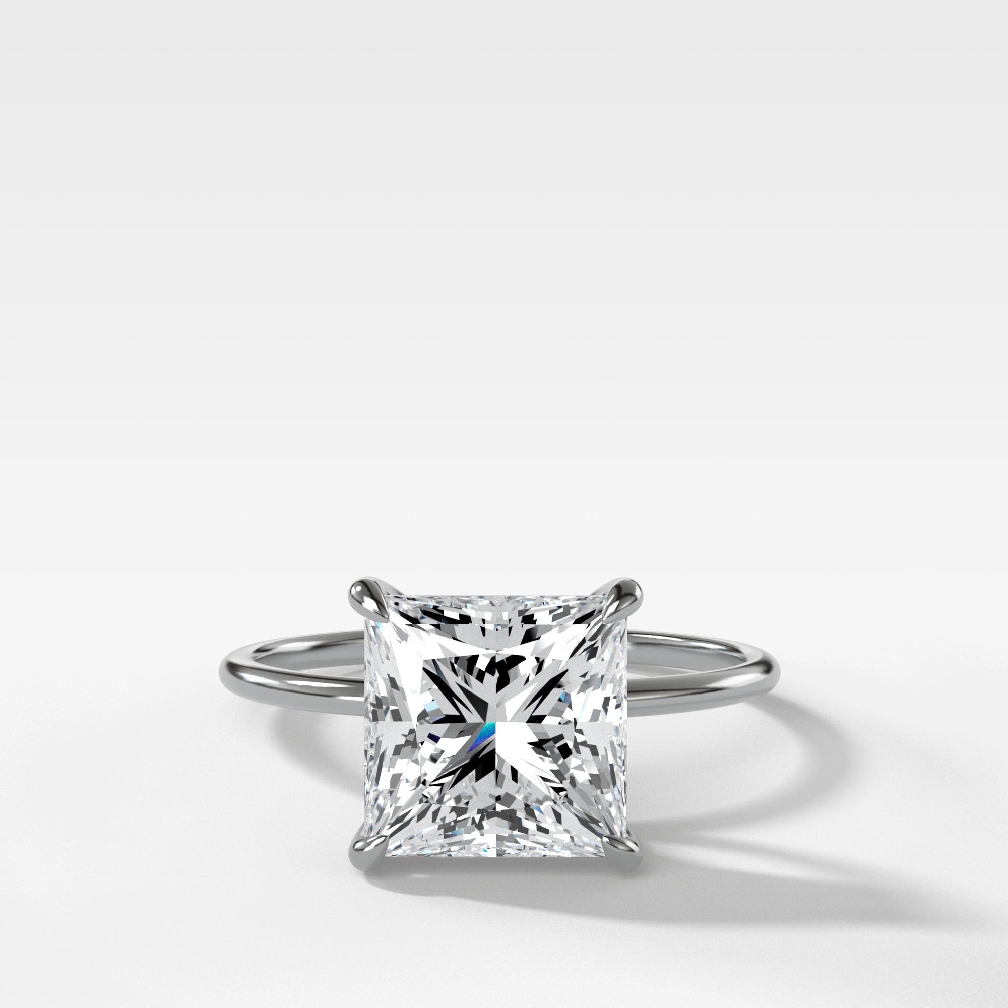 Thin + Simple Solitaire With Princess Cut by Good Stone in Yellow Gold