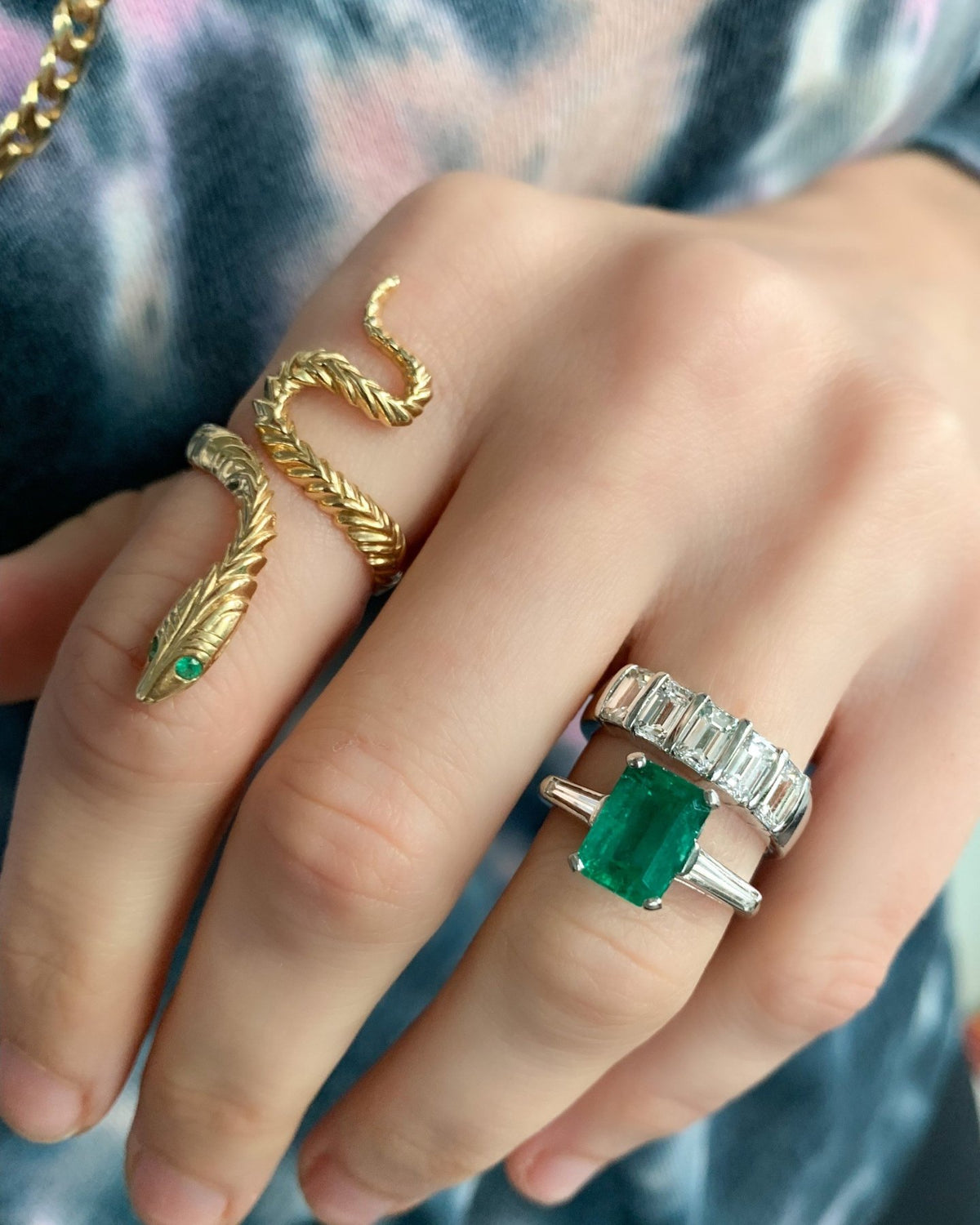 Five Stone Emerald Cut Diamond Wedding Band - GOODSTONE