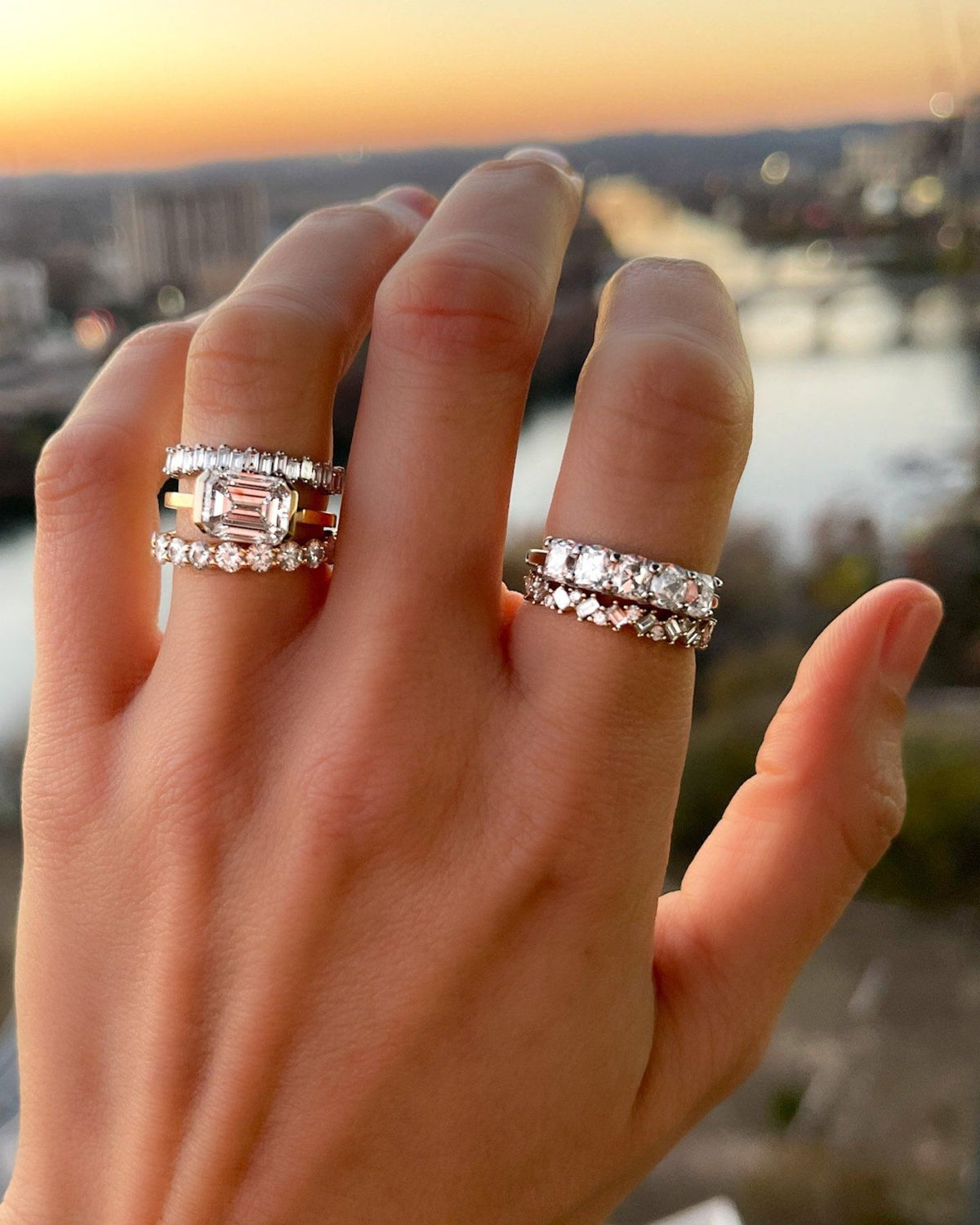 Five Stone Shared Prong Diamond Band With Old Mine Cuts (1.65ctw) - GOODSTONE