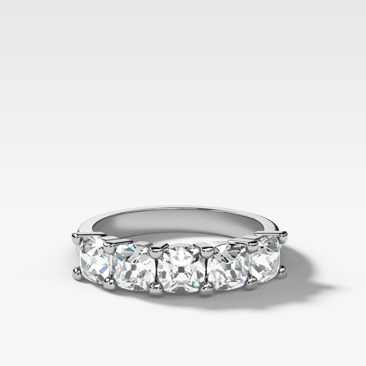 Five Stone Shared Prong Diamond Band With Old Mine Cuts (1.65ctw) - GOODSTONE