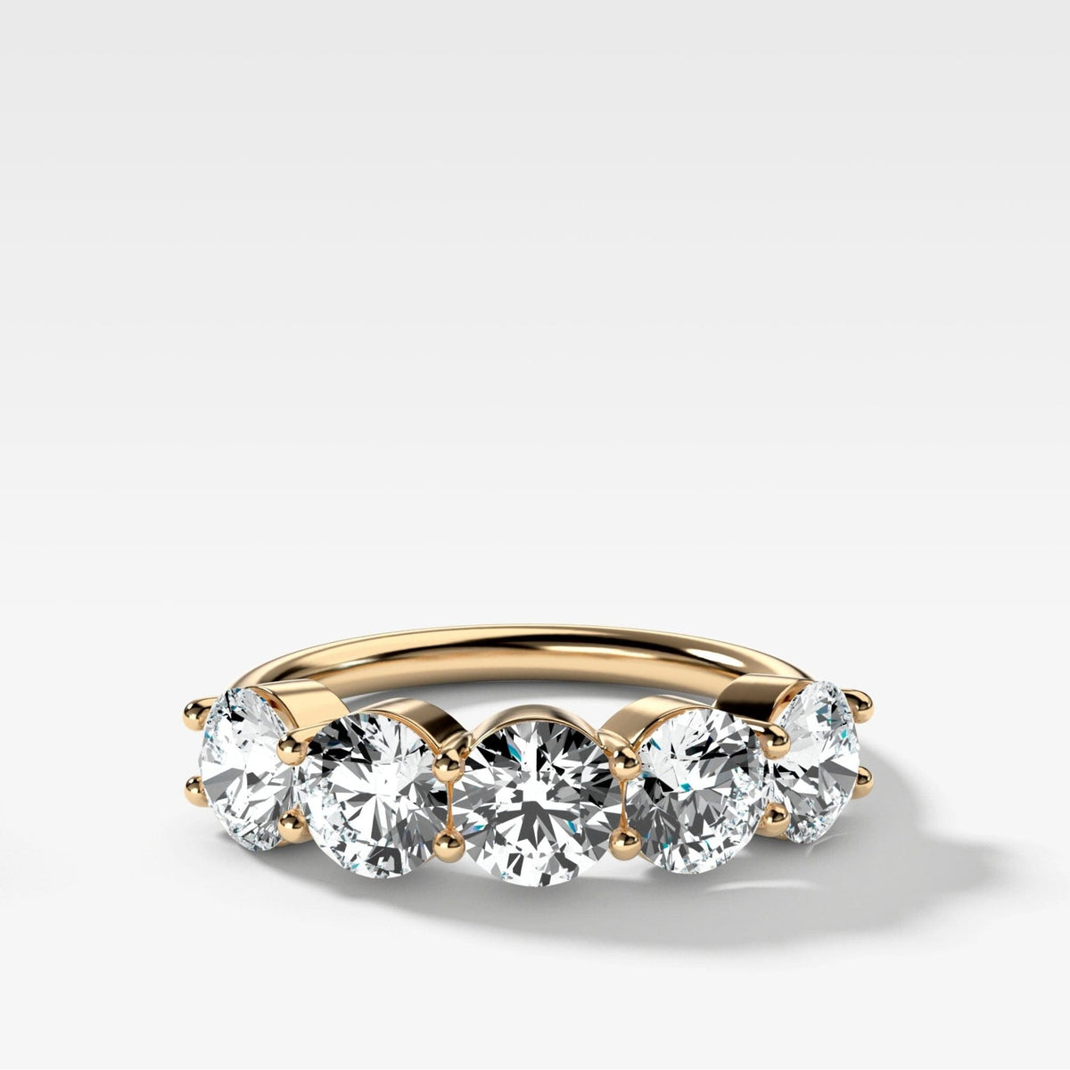 Five Stone Shared Prong Diamond Band With Round Cuts (2.50ctw) - GOODSTONE