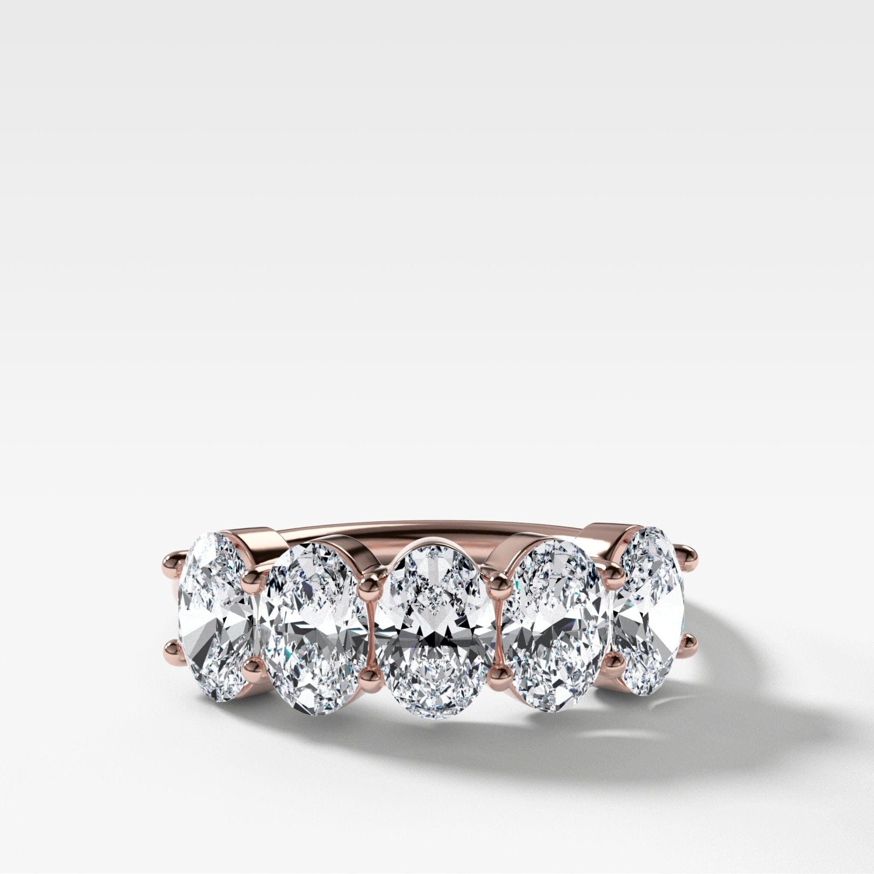 Five Stone Shared Prong Diamond Wedding Band With Oval Cuts (2.50ctw) - GOODSTONE
