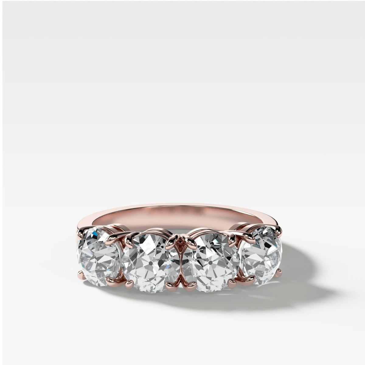 Four Stone Diamond Wedding Band With Old Euro Cuts - GOODSTONE