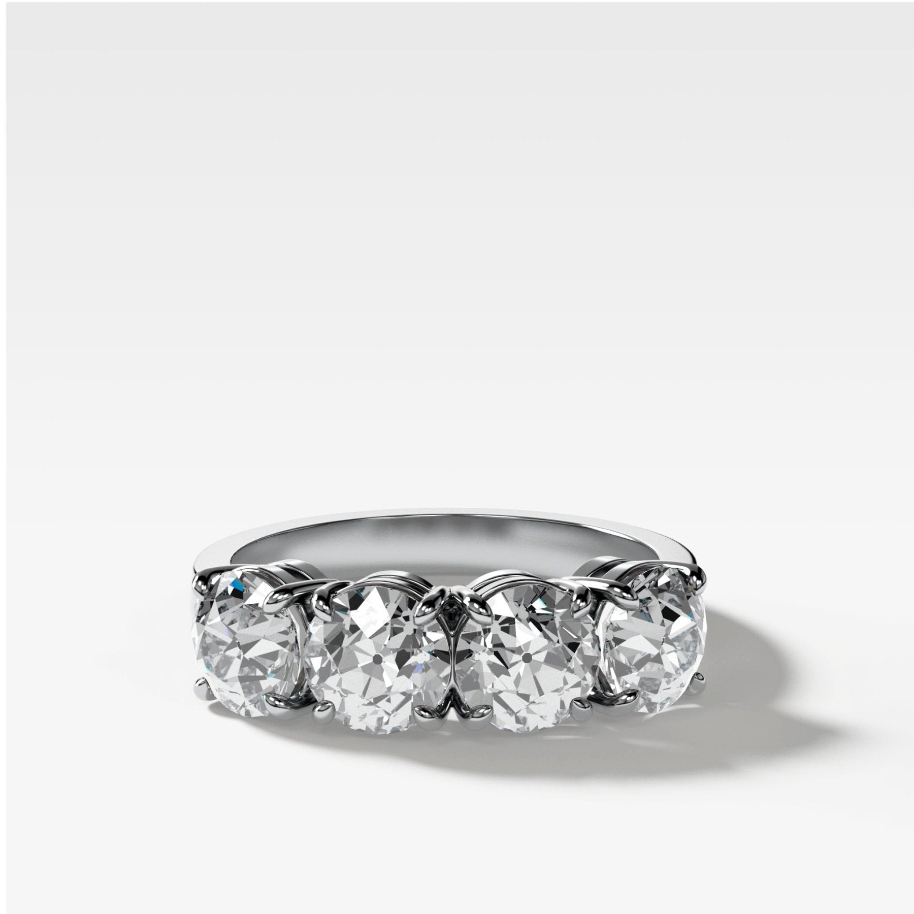 Four Stone Diamond Wedding Band With Old Euro Cuts - GOODSTONE