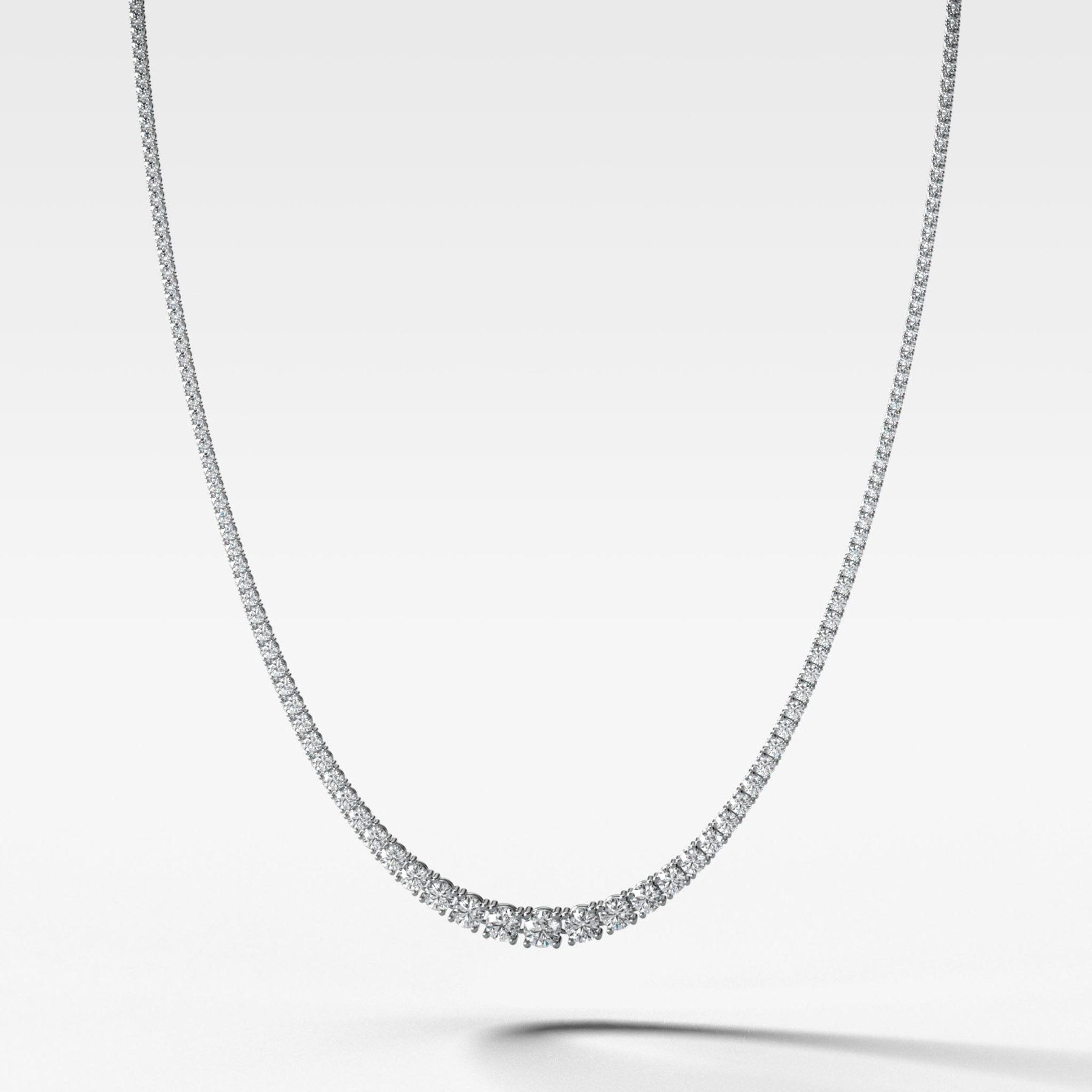 Collar de tenis graduado (10,00 quilates) Collar Good Stone Inc Oro blanco natural de 14 k