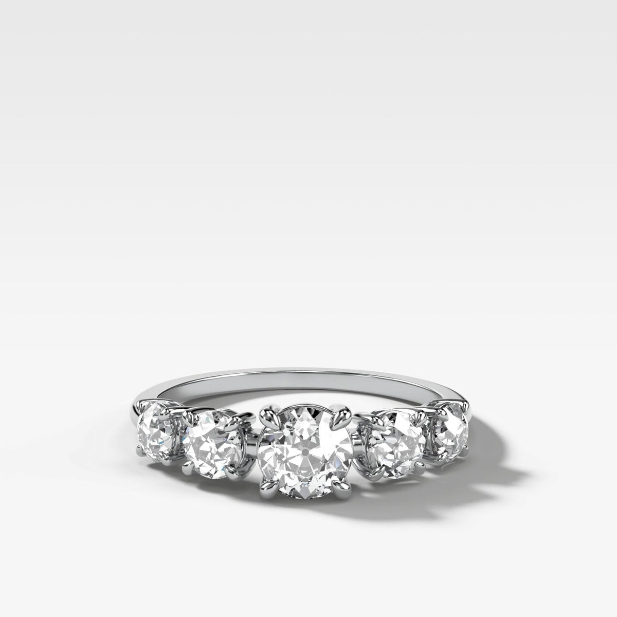 Graduated Five Stone Wedding Band with Old Euro Cut Diamonds - GOODSTONE