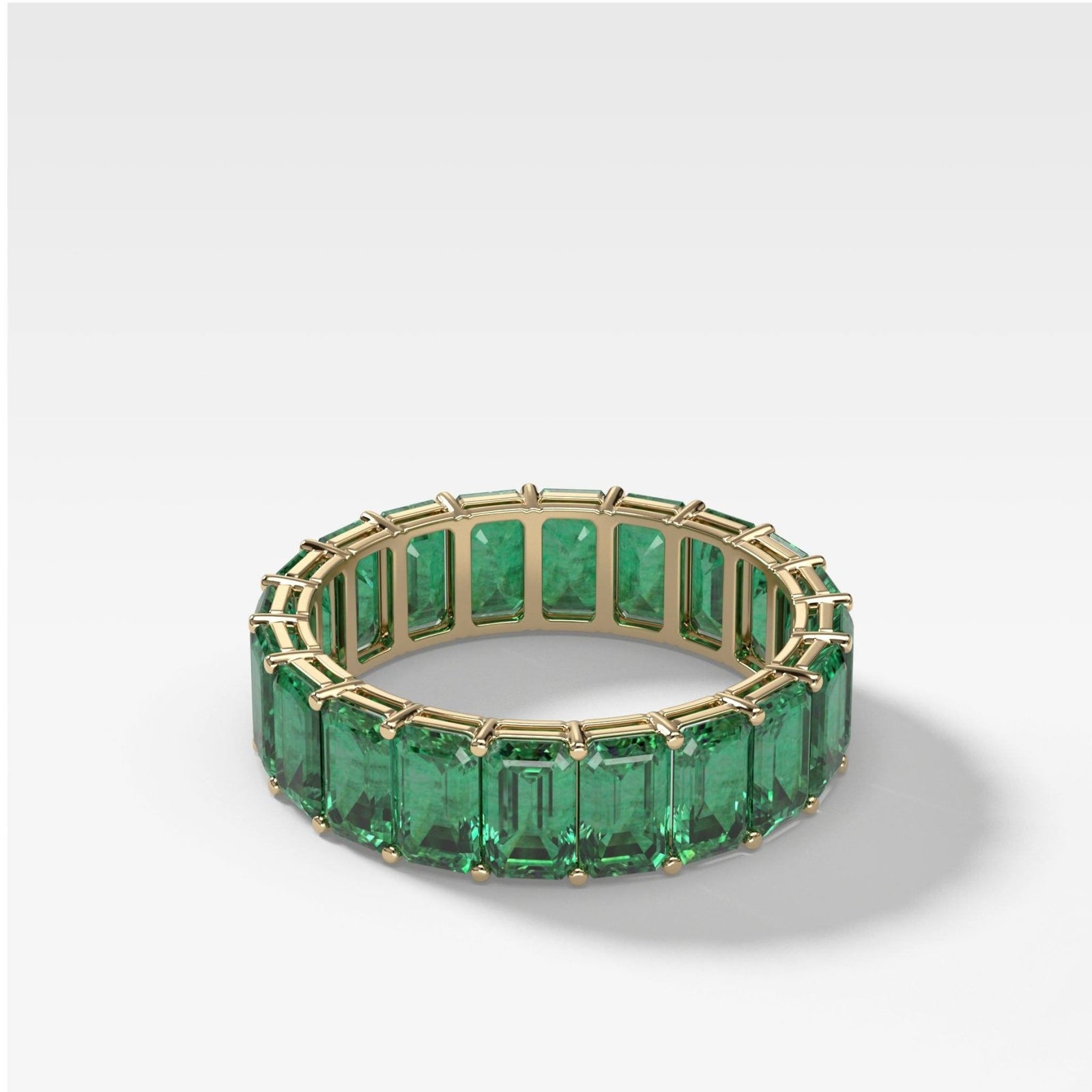 Green Emerald Emerald Cut Eternity Band - GOODSTONE