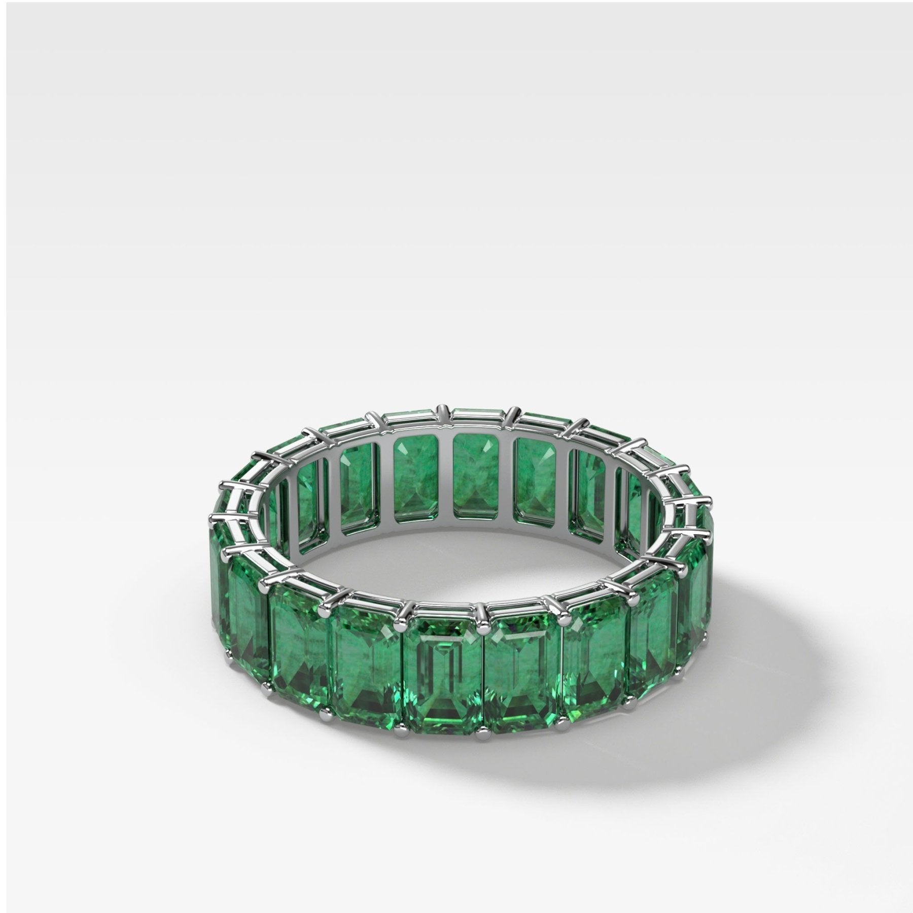 Green Emerald Emerald Cut Eternity Band - GOODSTONE
