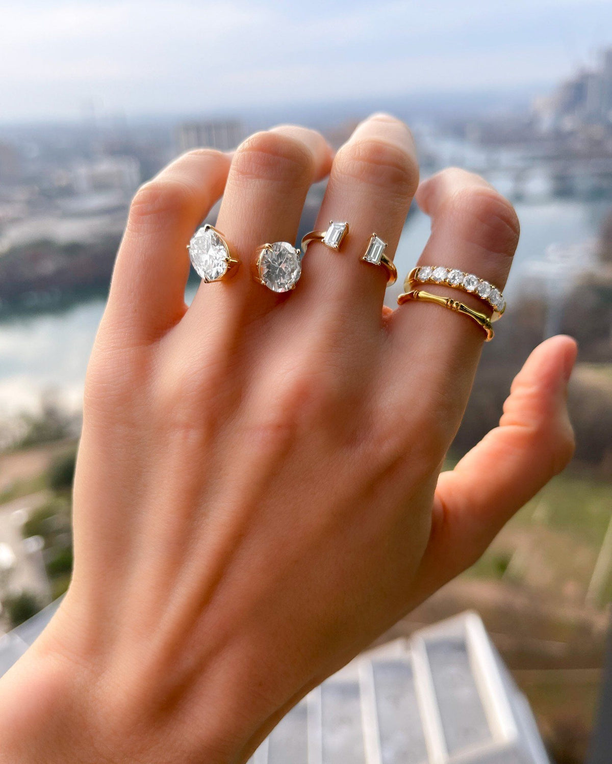 Diamond 3-Stone Engagement Ring 5/8 ct tw Princess/Round 14K White Gold |  Jared