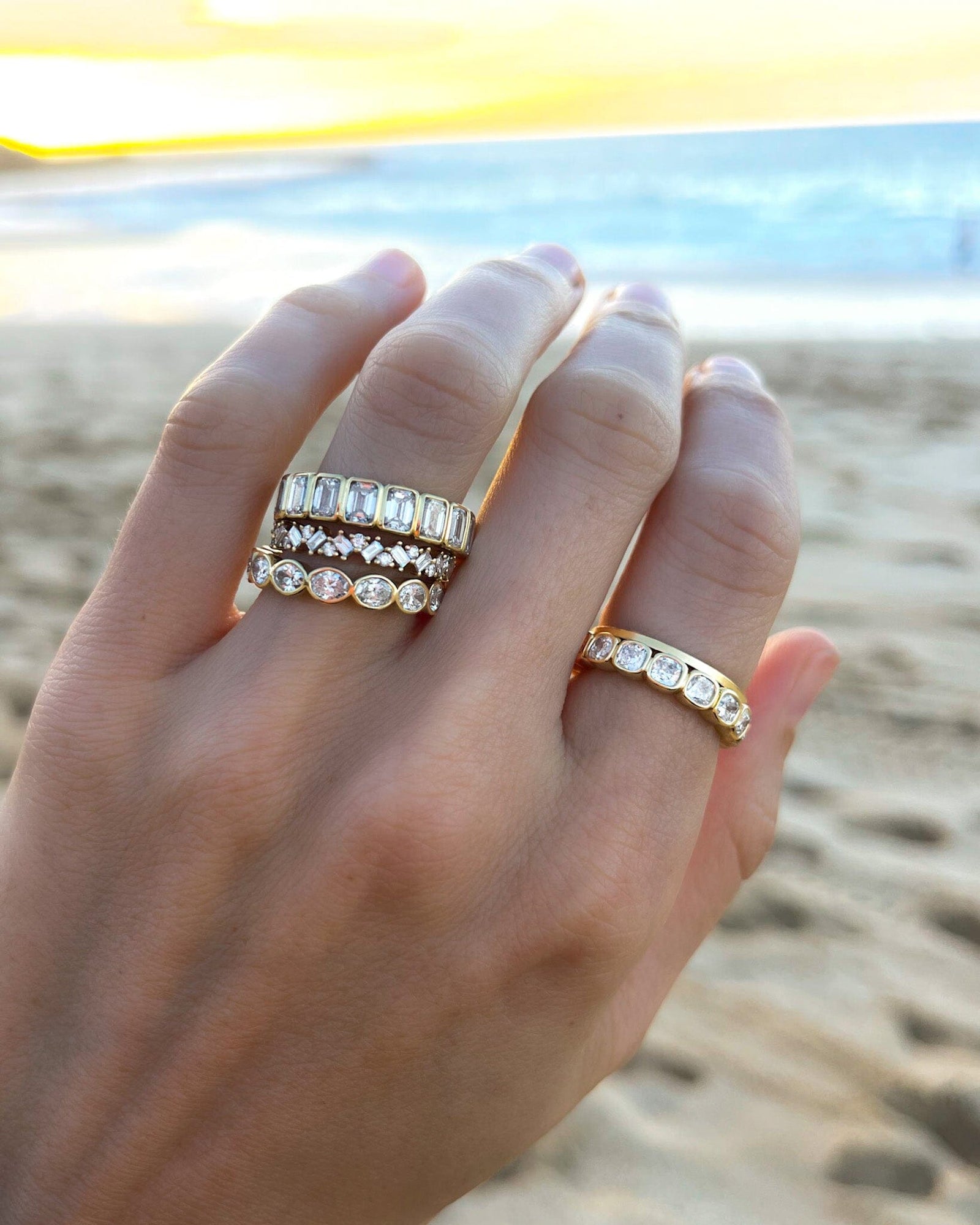 Midi Bezel Set Eternity Band With Cushion Cuts Band Good Stone Inc 